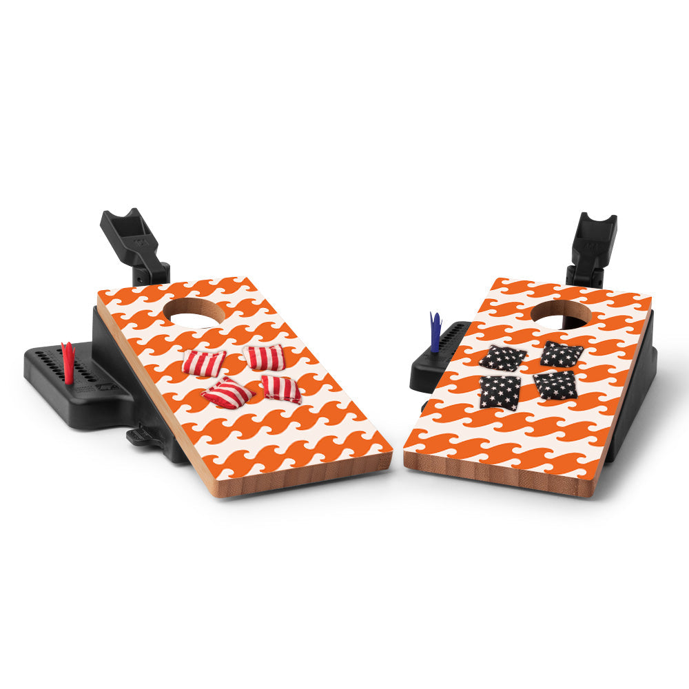 Orange Waves Double Chuck Mini Cornhole Tabletop Game