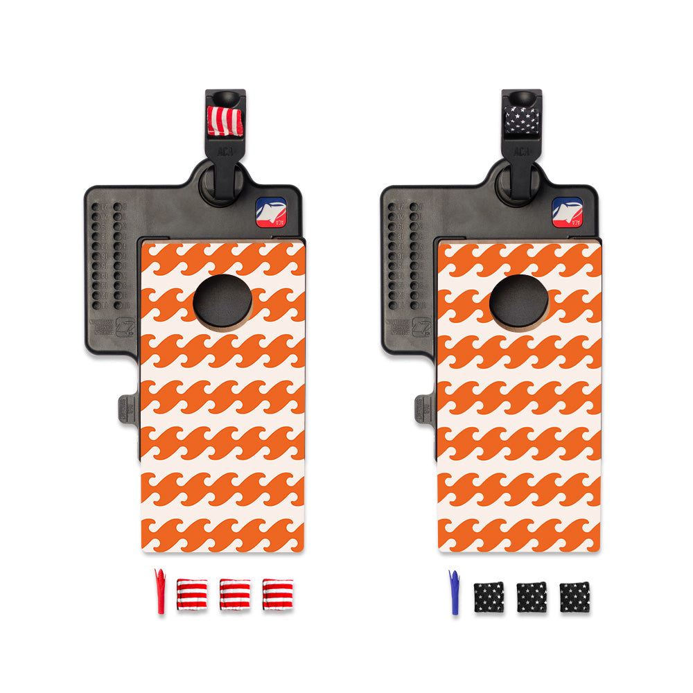 Orange Waves Double Chuck Mini Cornhole Tabletop Game