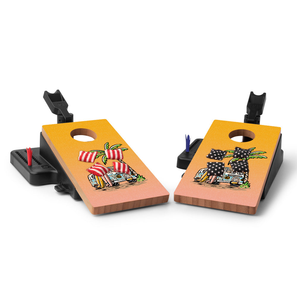 Retro Beach Double Chuck Mini Cornhole Tabletop Game