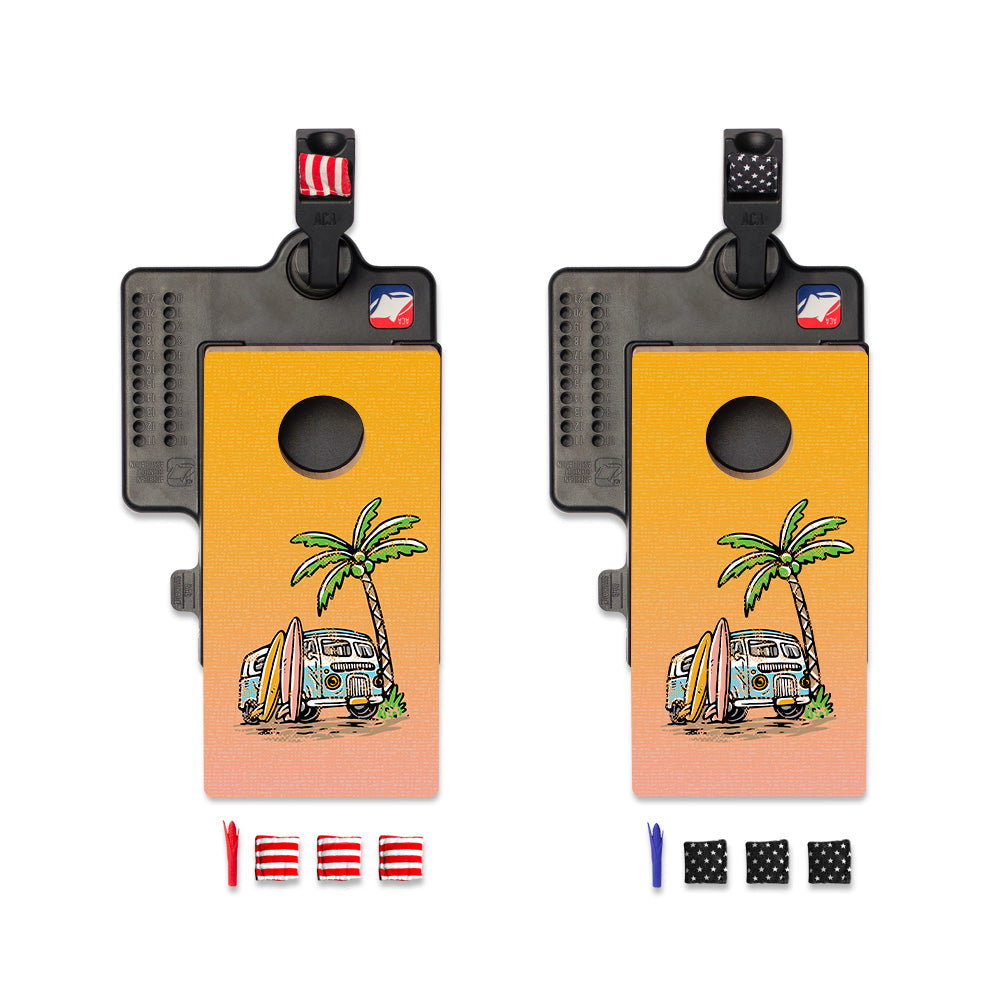 Retro Beach Double Chuck Mini Cornhole Tabletop Game