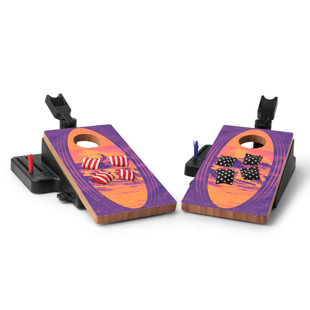 Tie Dye Surfer Double Chuck Mini Cornhole Tabletop Game