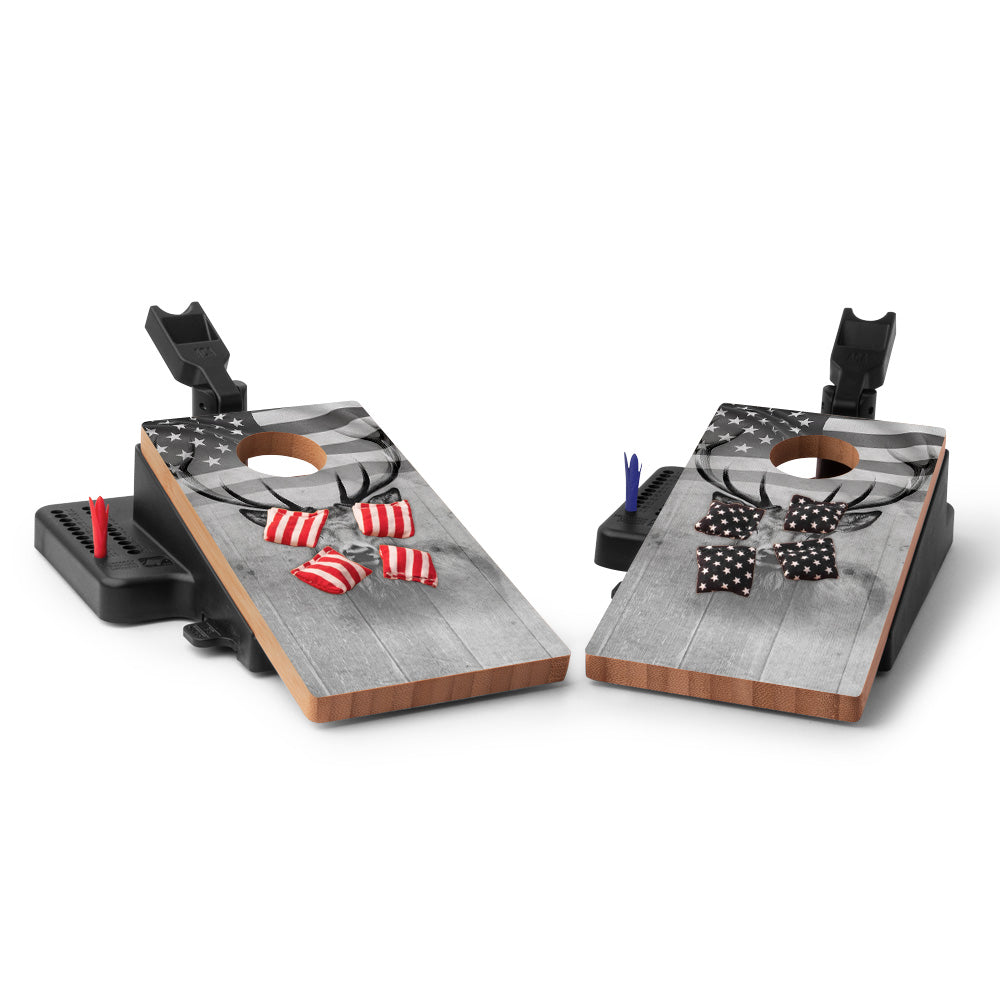 American Flag Deer Double Chuck Mini Cornhole Tabletop Game