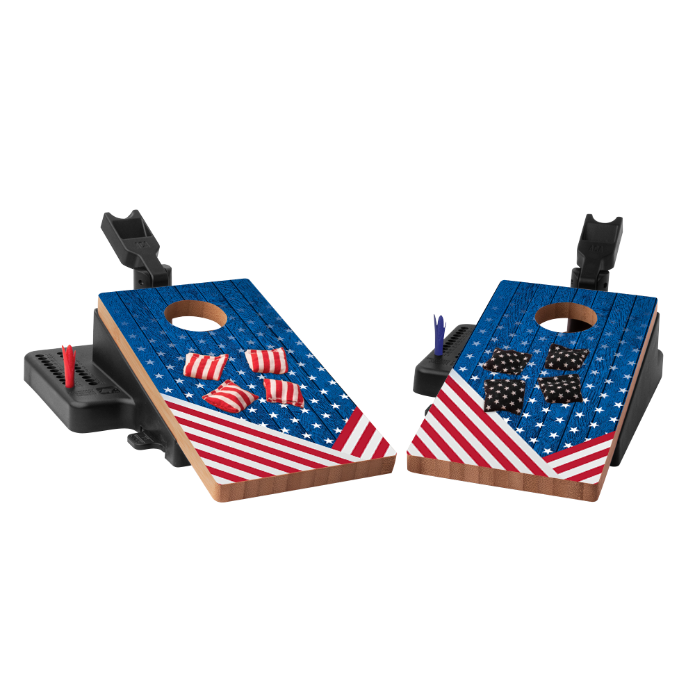 Wooden American Flag Double Chuck Mini Cornhole Tabletop Game
