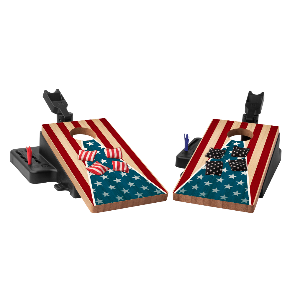 American Flag Classic Triangle Double Chuck Mini Cornhole Tabletop Game