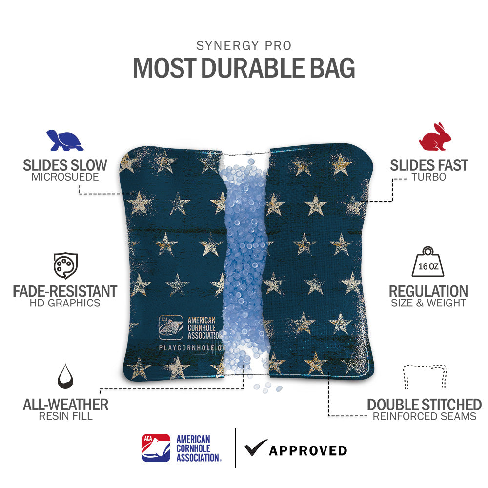 Vintage American Flag Synergy Pro Cornhole Bags