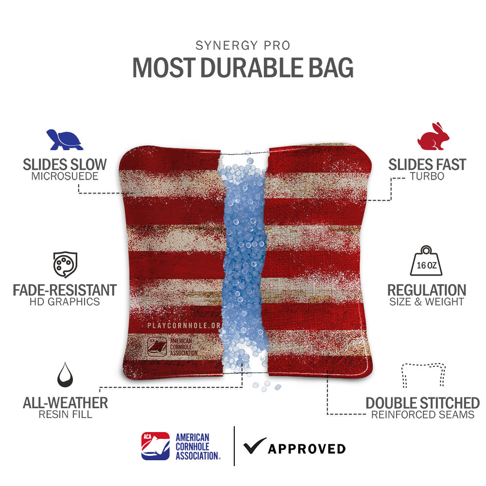 Vintage American Flag Synergy Pro Cornhole Bags