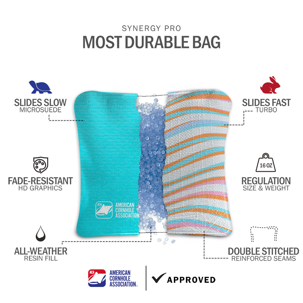Teal with Waves Synergy Pro Cornhole Bags
