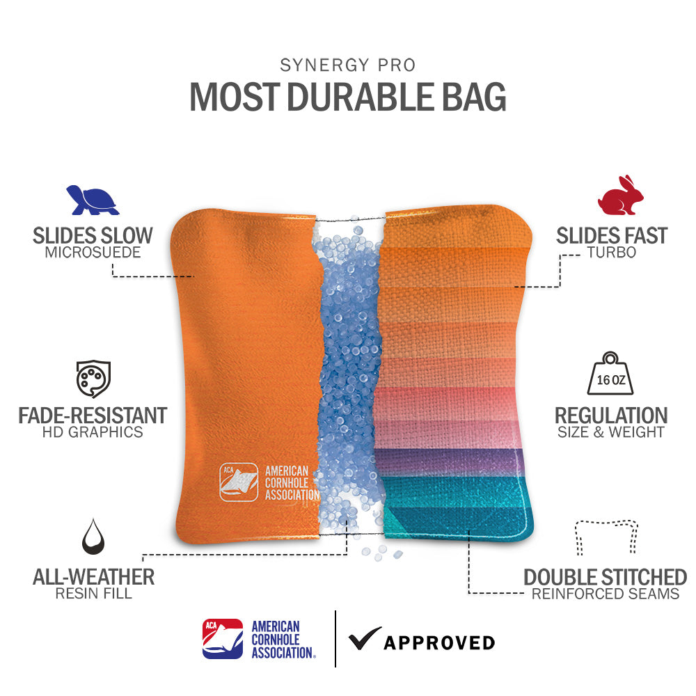 Retro Sunset Stripes Synergy Pro Cornhole Bags