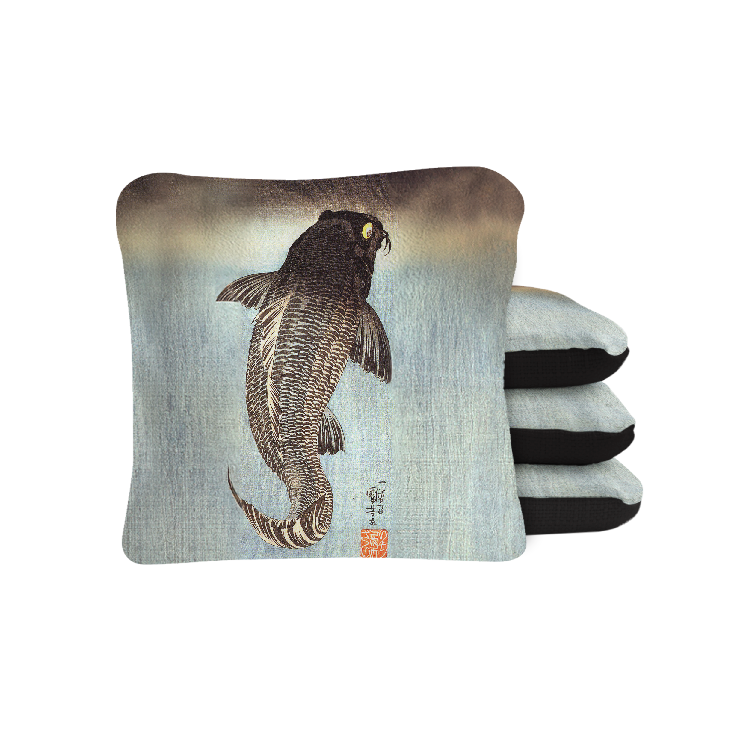 Black Carp by Utagawa Kuniyoshi Synergy Pro Cornhole Bags