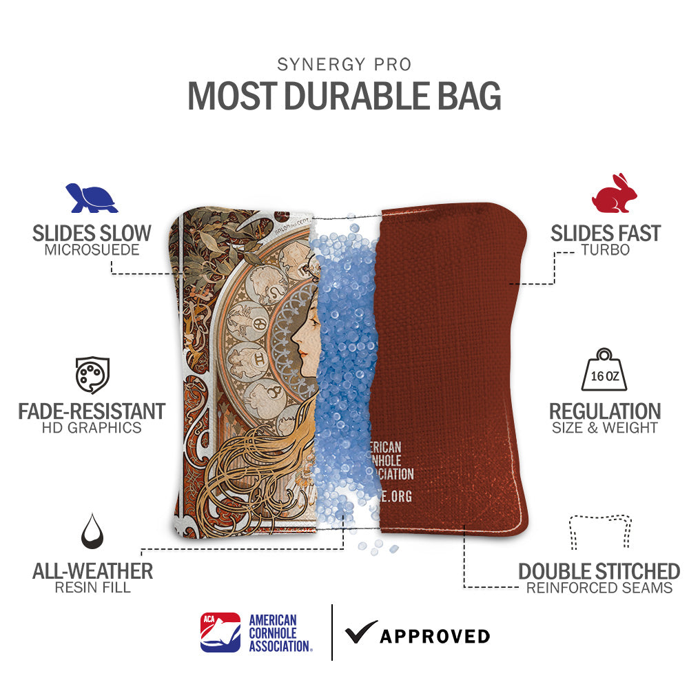 La Plume by Alphonse Marie Mucha Synergy Pro Cornhole Bags