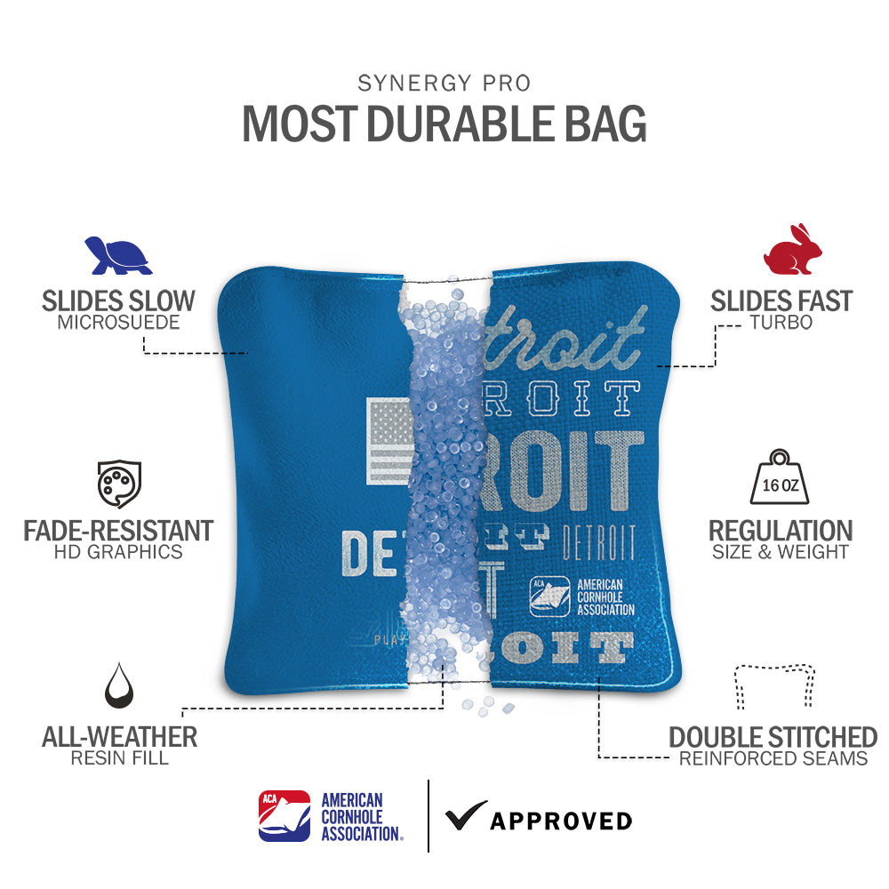 Detroit Football Vintage Gameday Synergy Pro Cornhole Bags