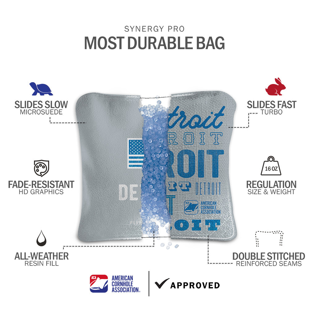 Detroit Football Vintage Gameday Synergy Pro Cornhole Bags