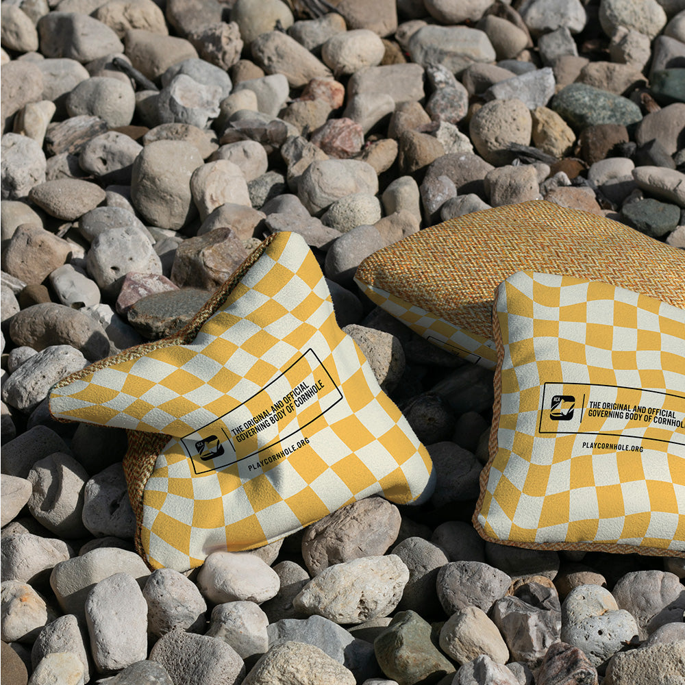 Wavy Retro Checkered Synergy Soft Cornhole Bags
