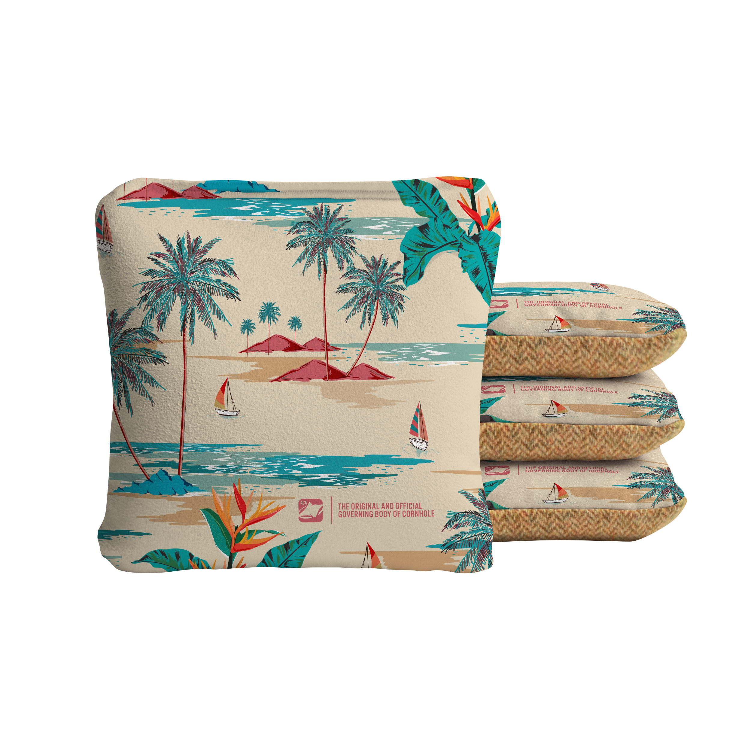 Vintage Tropical Pattern Synergy Soft Cornhole Bags