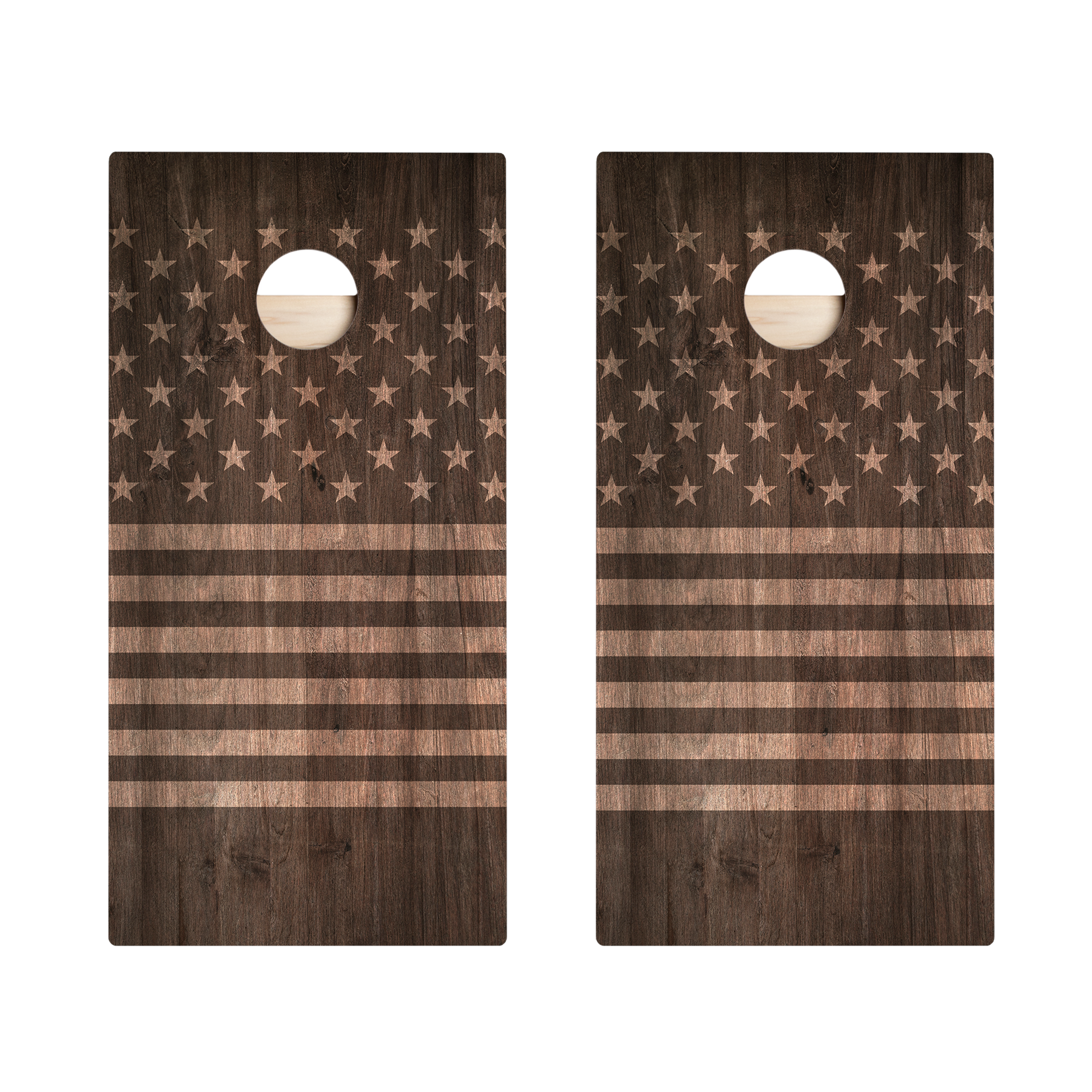 Stars And Stripes Dark Wood Star Cornhole Boards