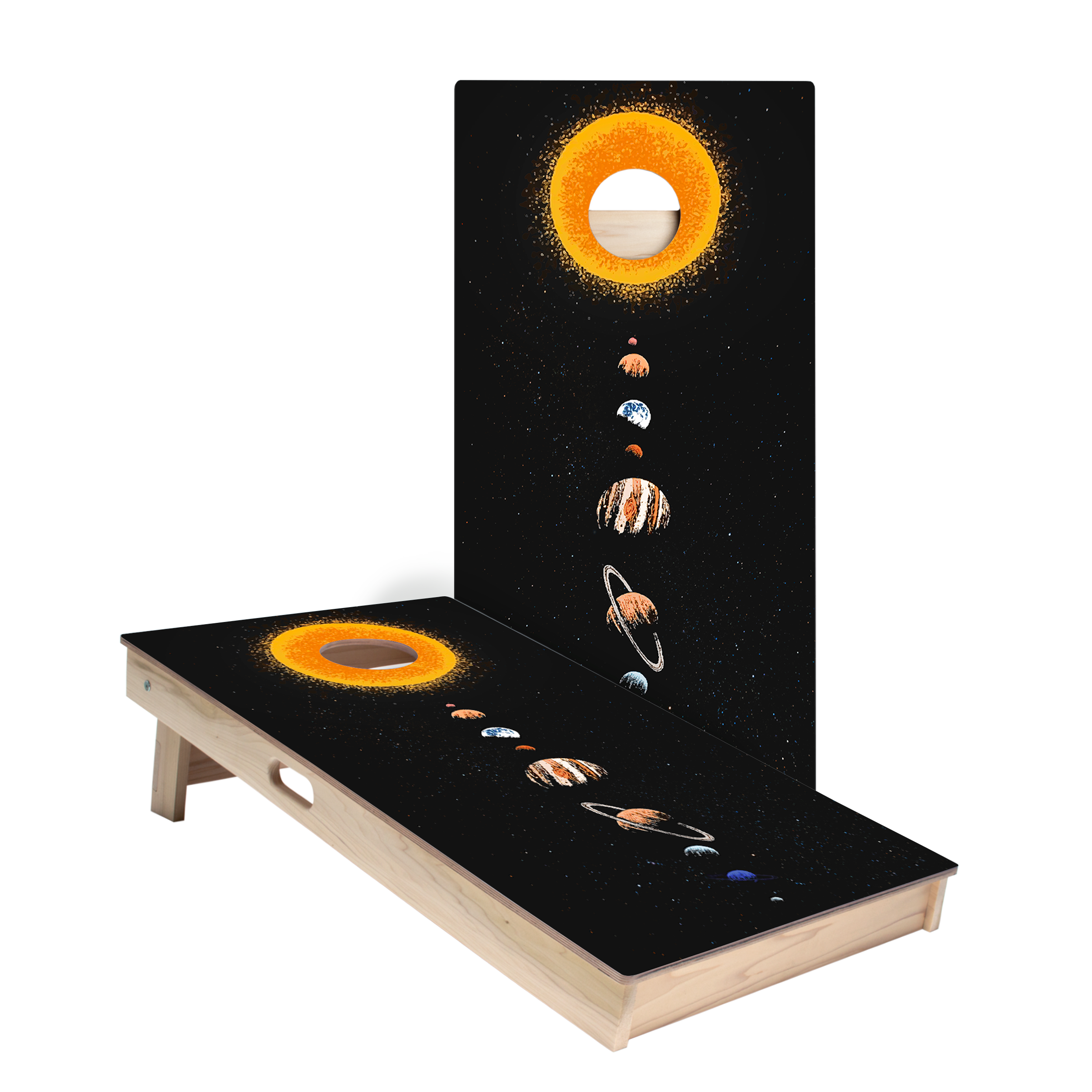 Cosmic Solar System Star Cornhole Boards