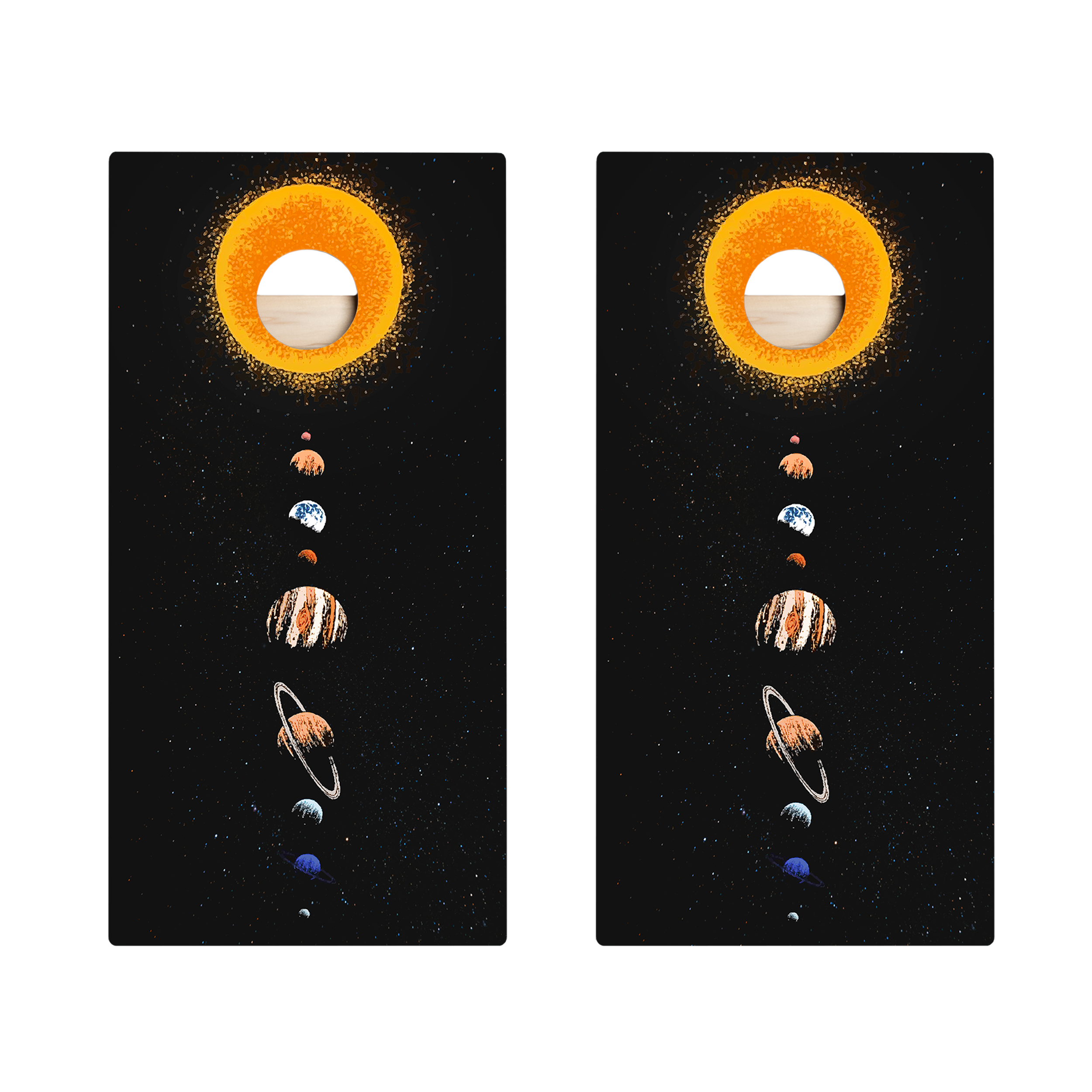 Cosmic Solar System Star Cornhole Boards