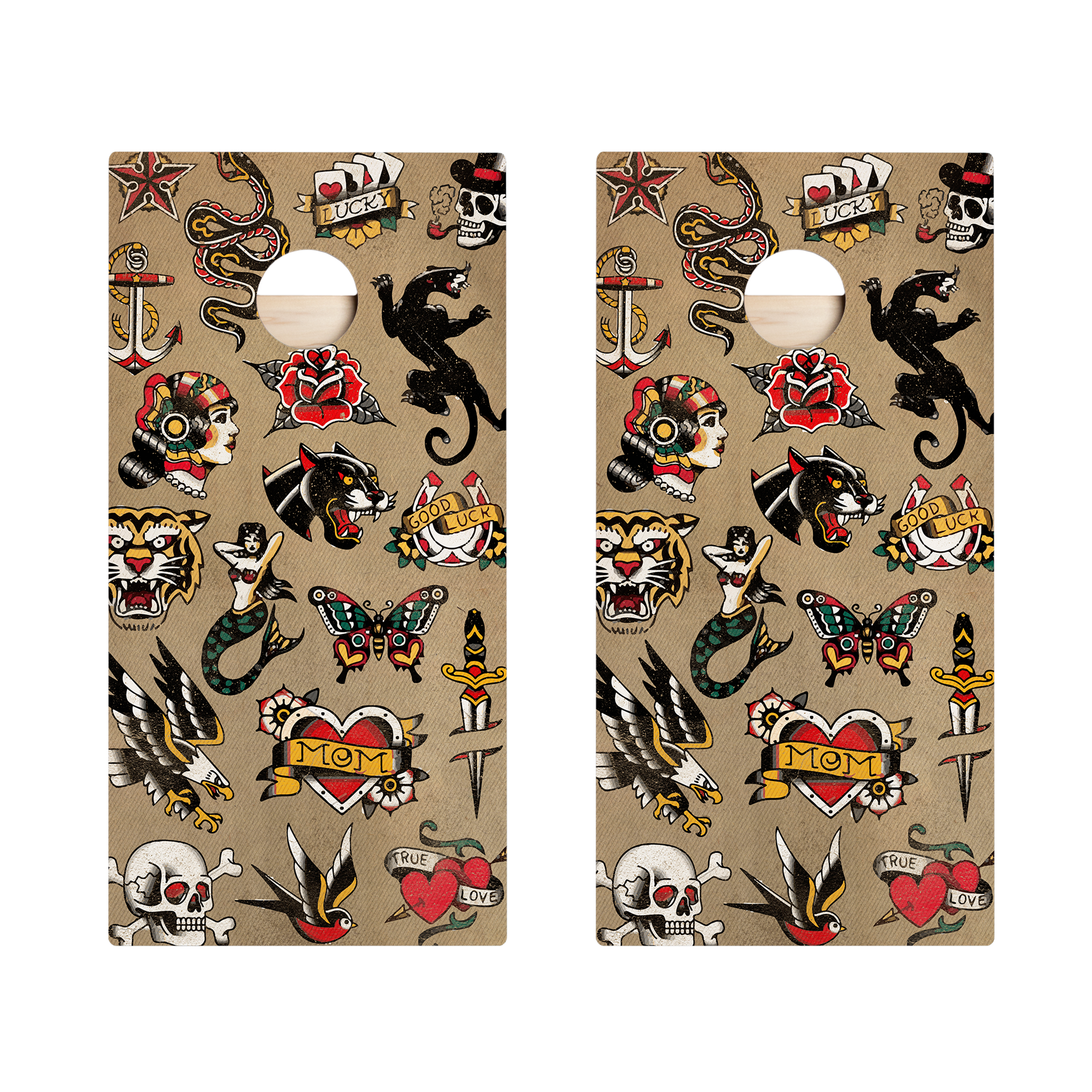 Trad Tattoo Art Star Cornhole Boards