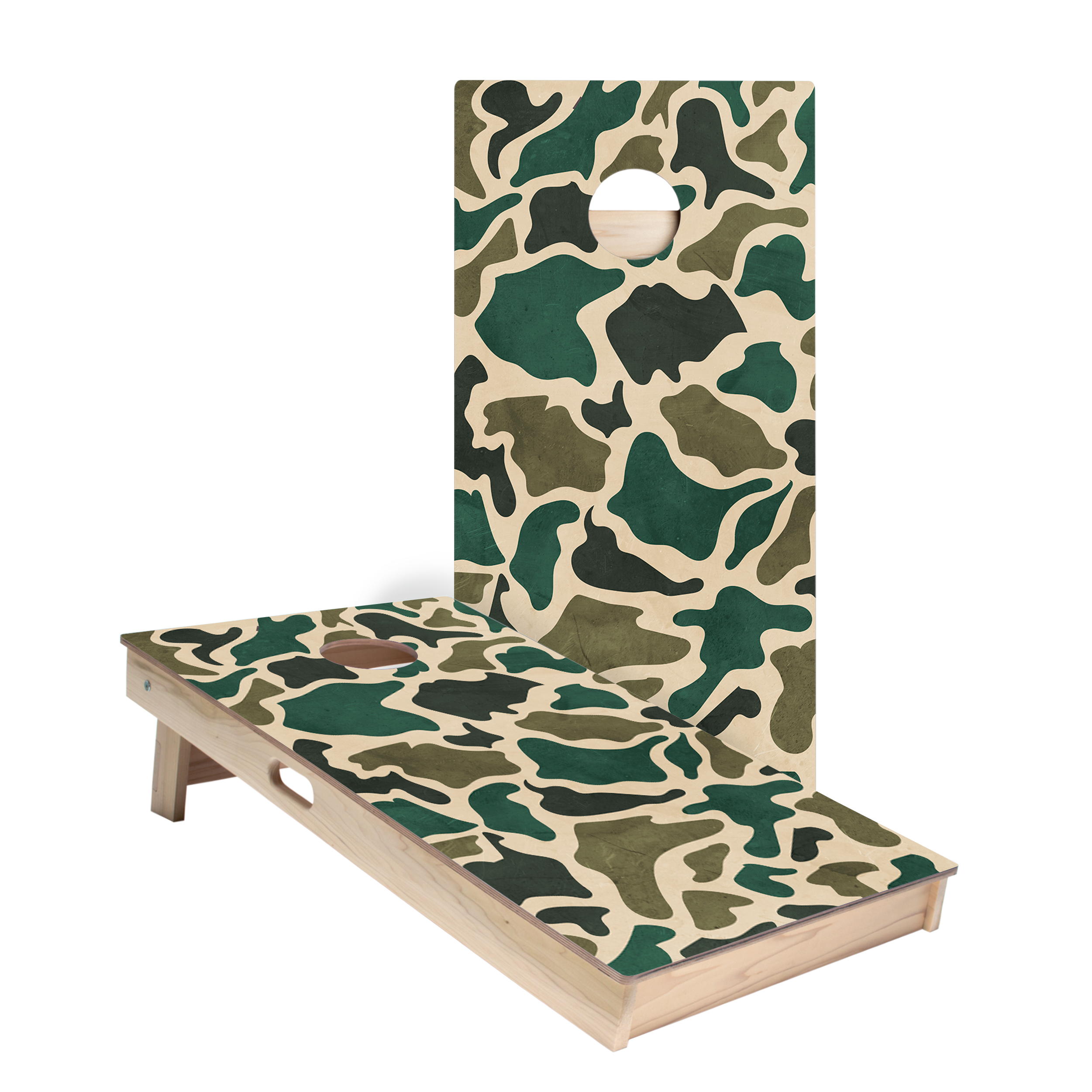 Green Vintage Camo Star Cornhole Boards