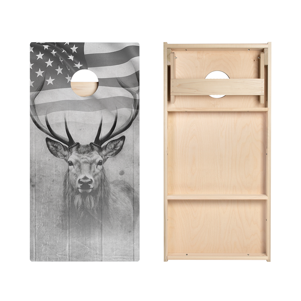 American Flag Antlers Star Cornhole Boards