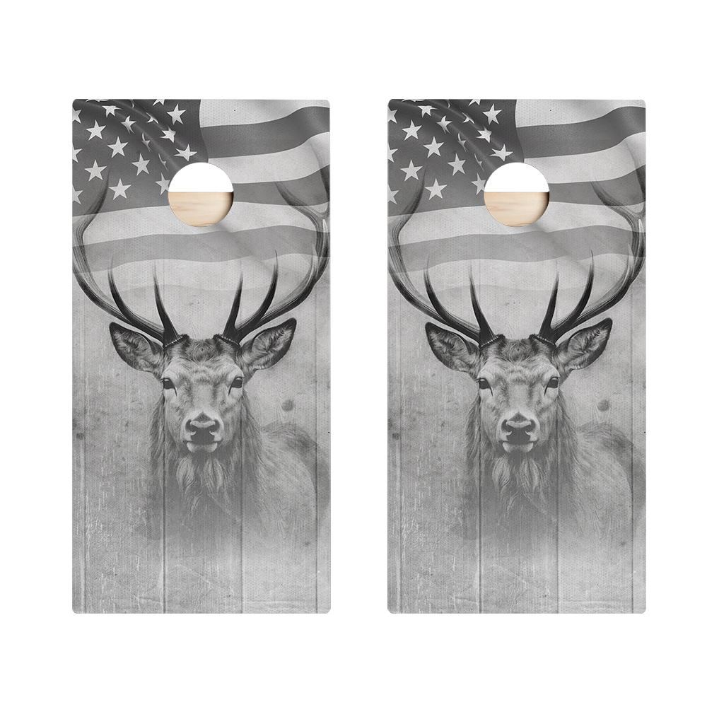 American Flag Antlers Star Cornhole Boards