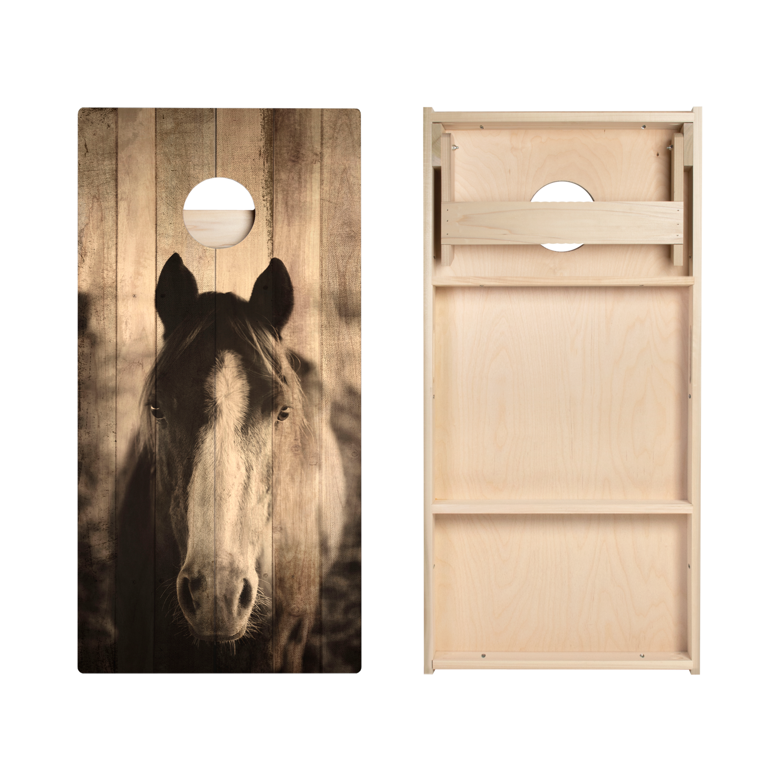 Rustic Wood Horse Star Cornhole Boards