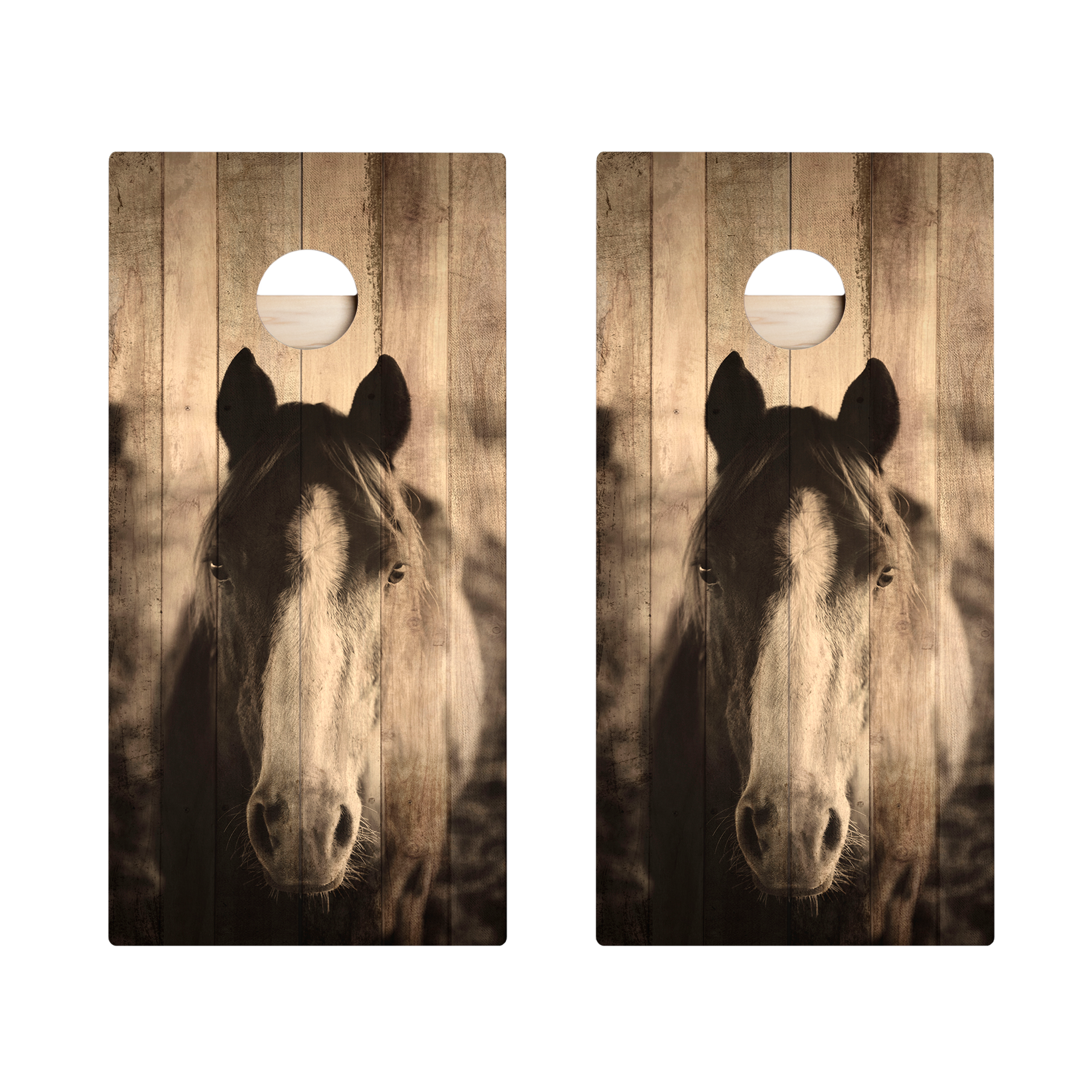 Rustic Wood Horse Star Cornhole Boards