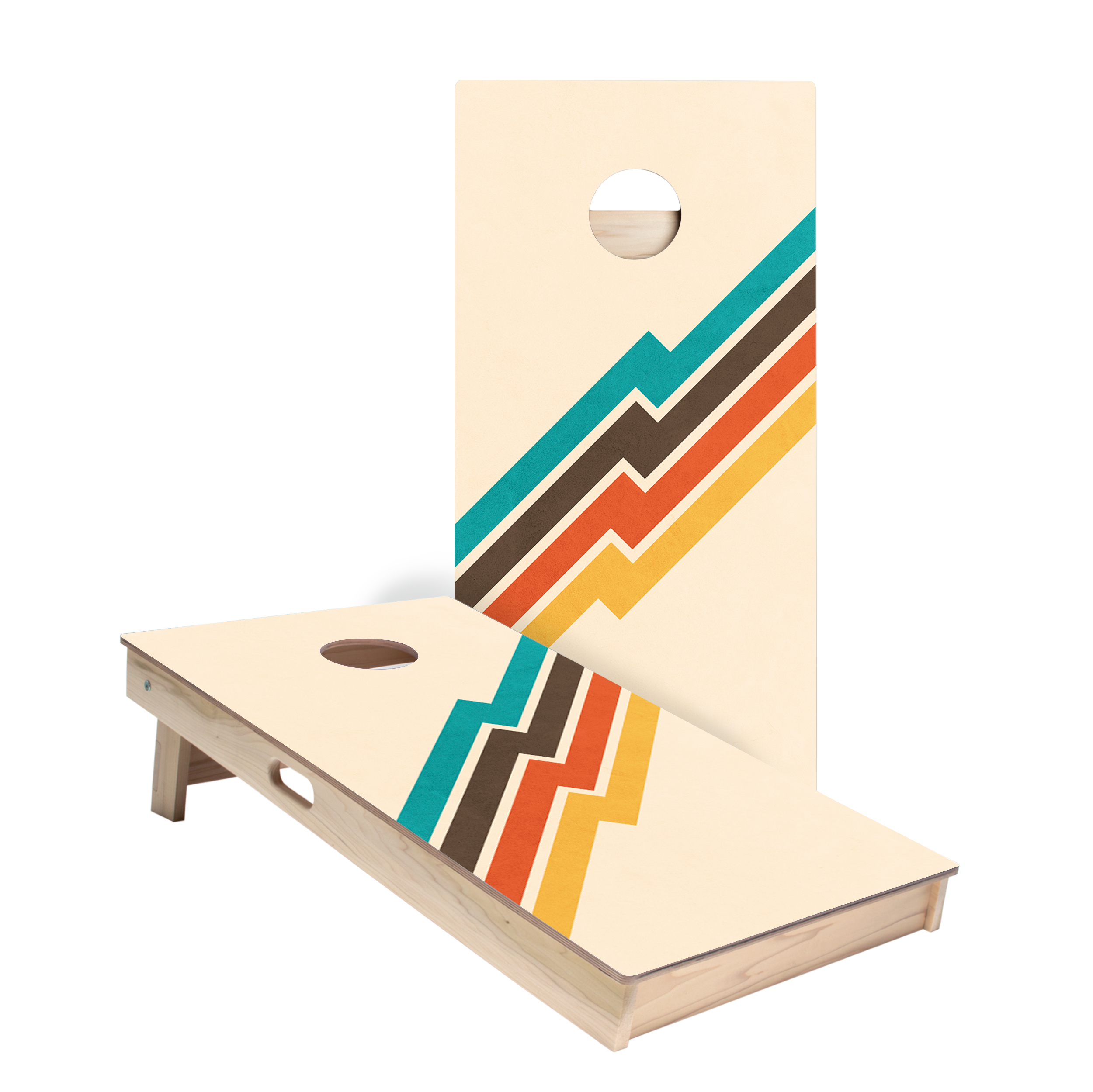 Vintage Zig Zags Star Cornhole Boards