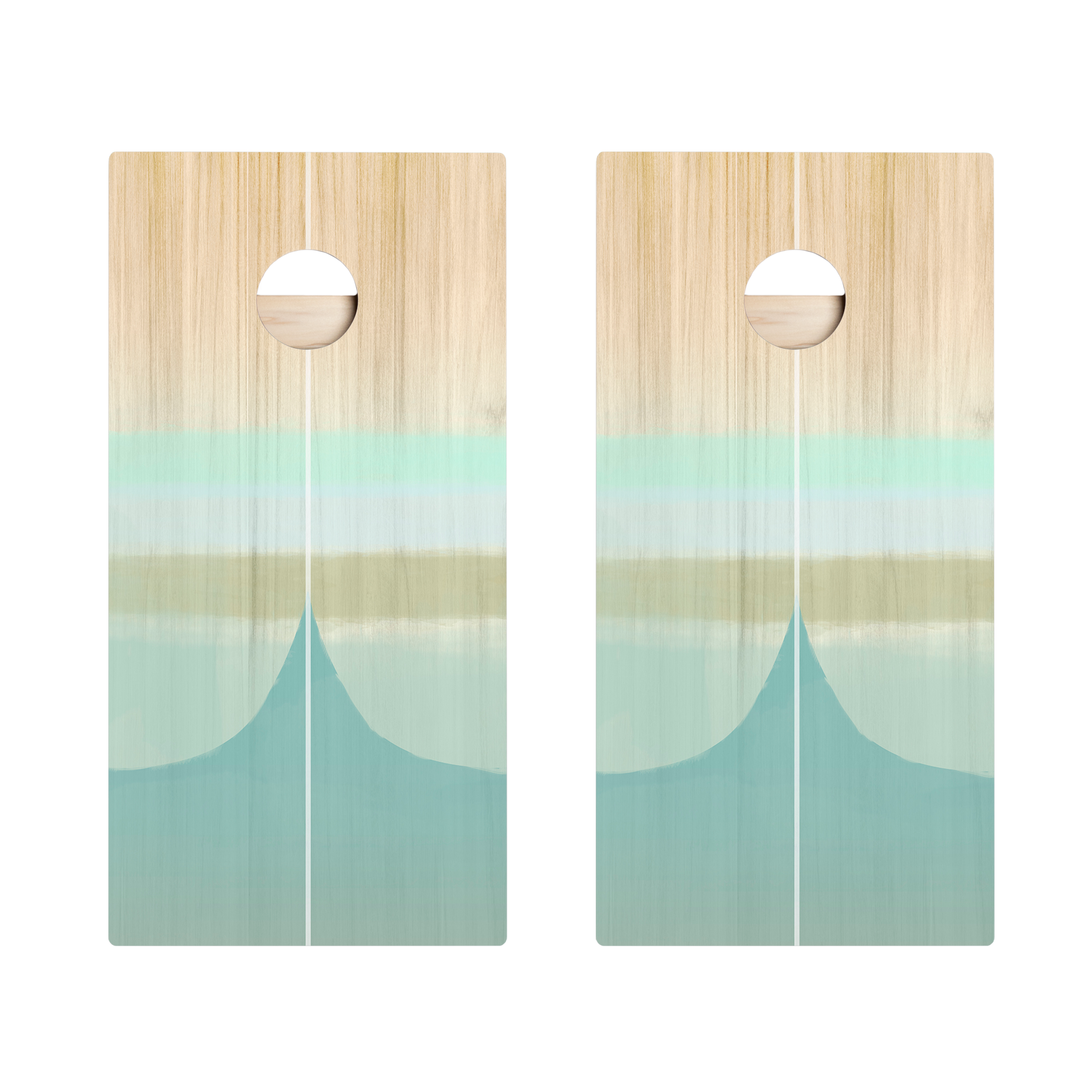 Bamboo Wood Watercolor Surf Star Cornhole Boards