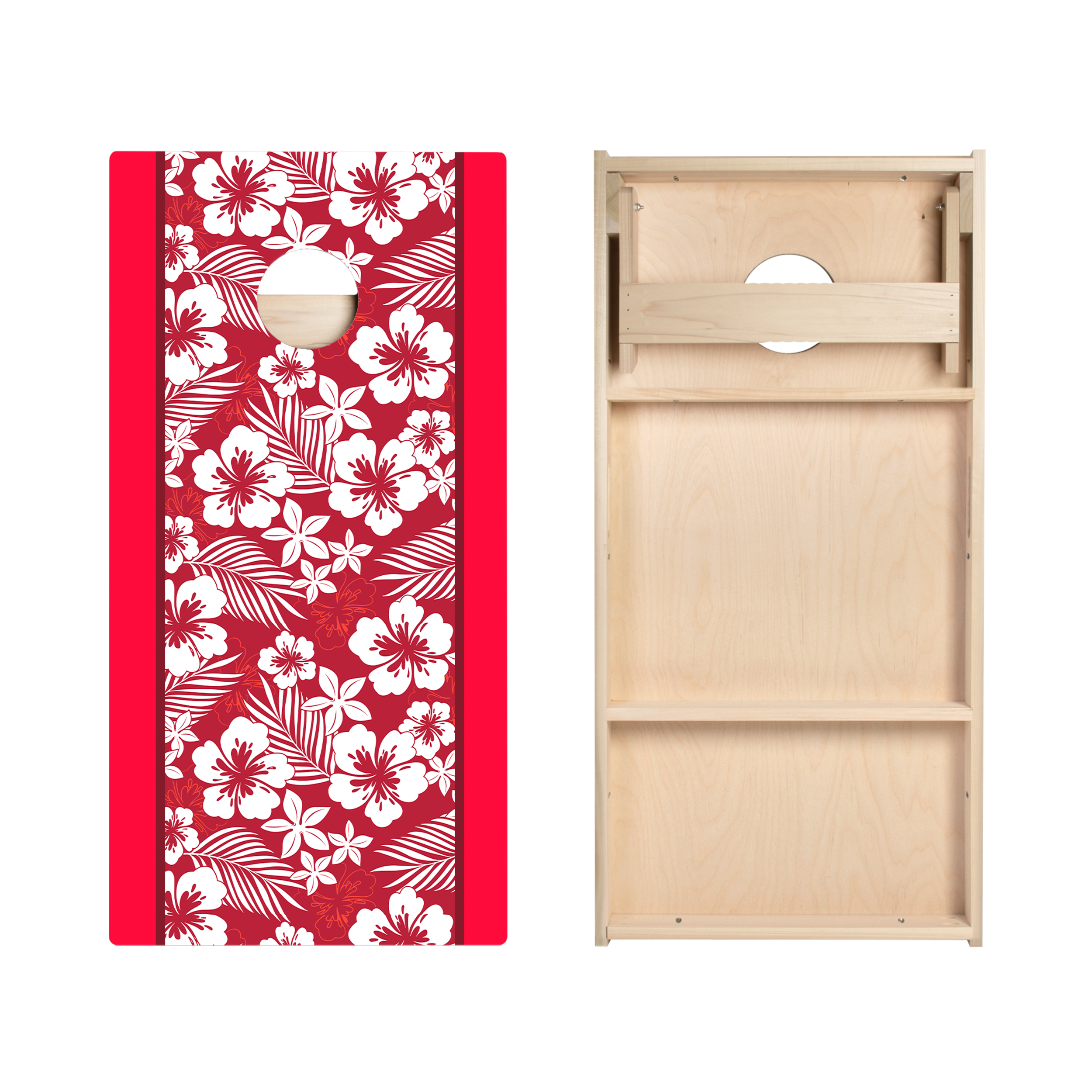 Red Hawaiian Hibiscus Star Cornhole Boards