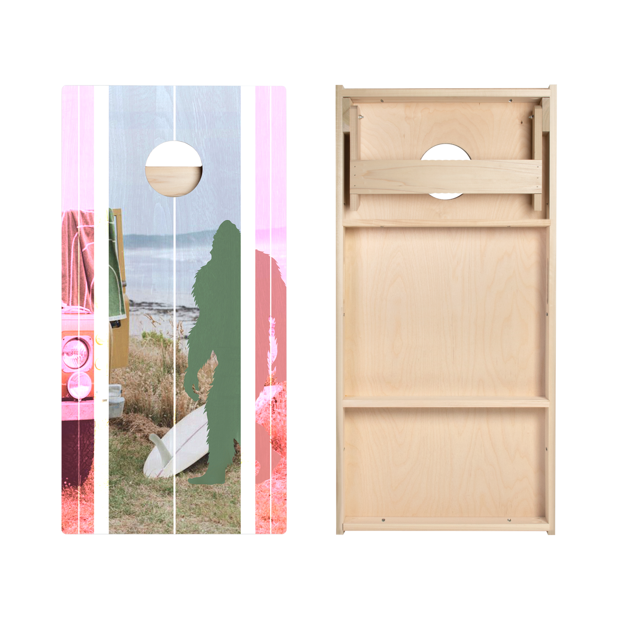 Retro Sasquatch Surf Star Cornhole Boards