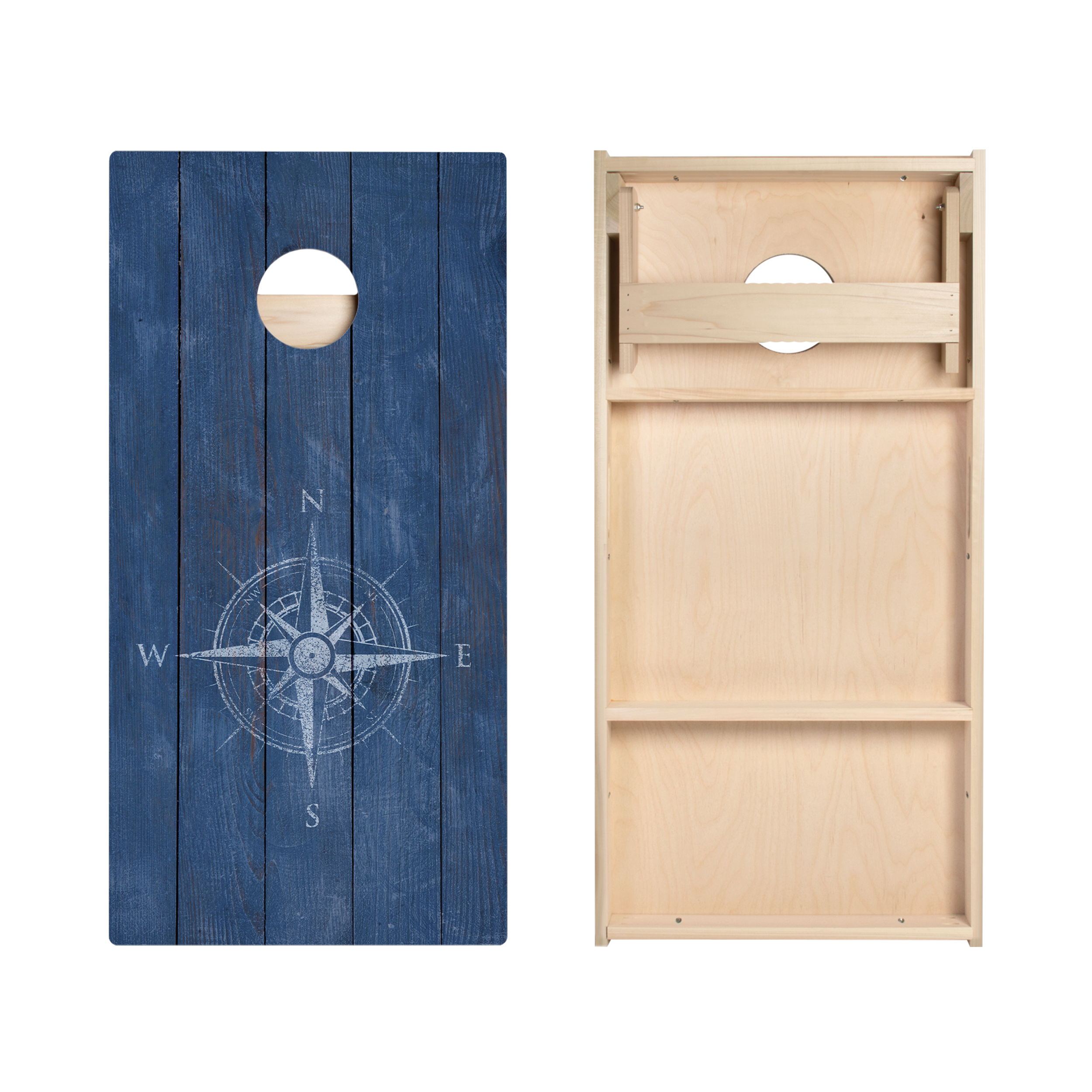 Weathered Wood Compass Star Cornhole Boards
