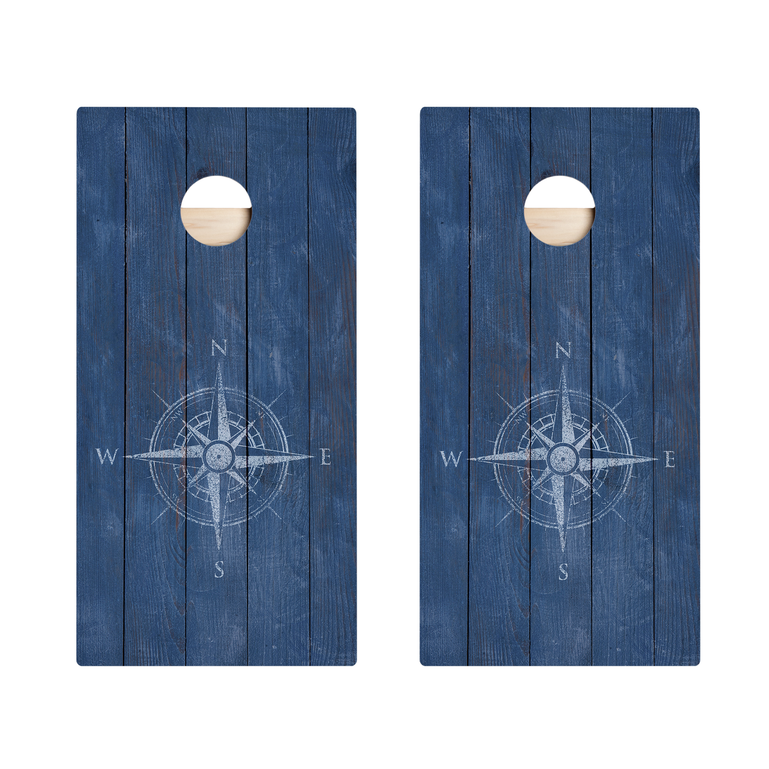 Weathered Wood Compass Star Cornhole Boards