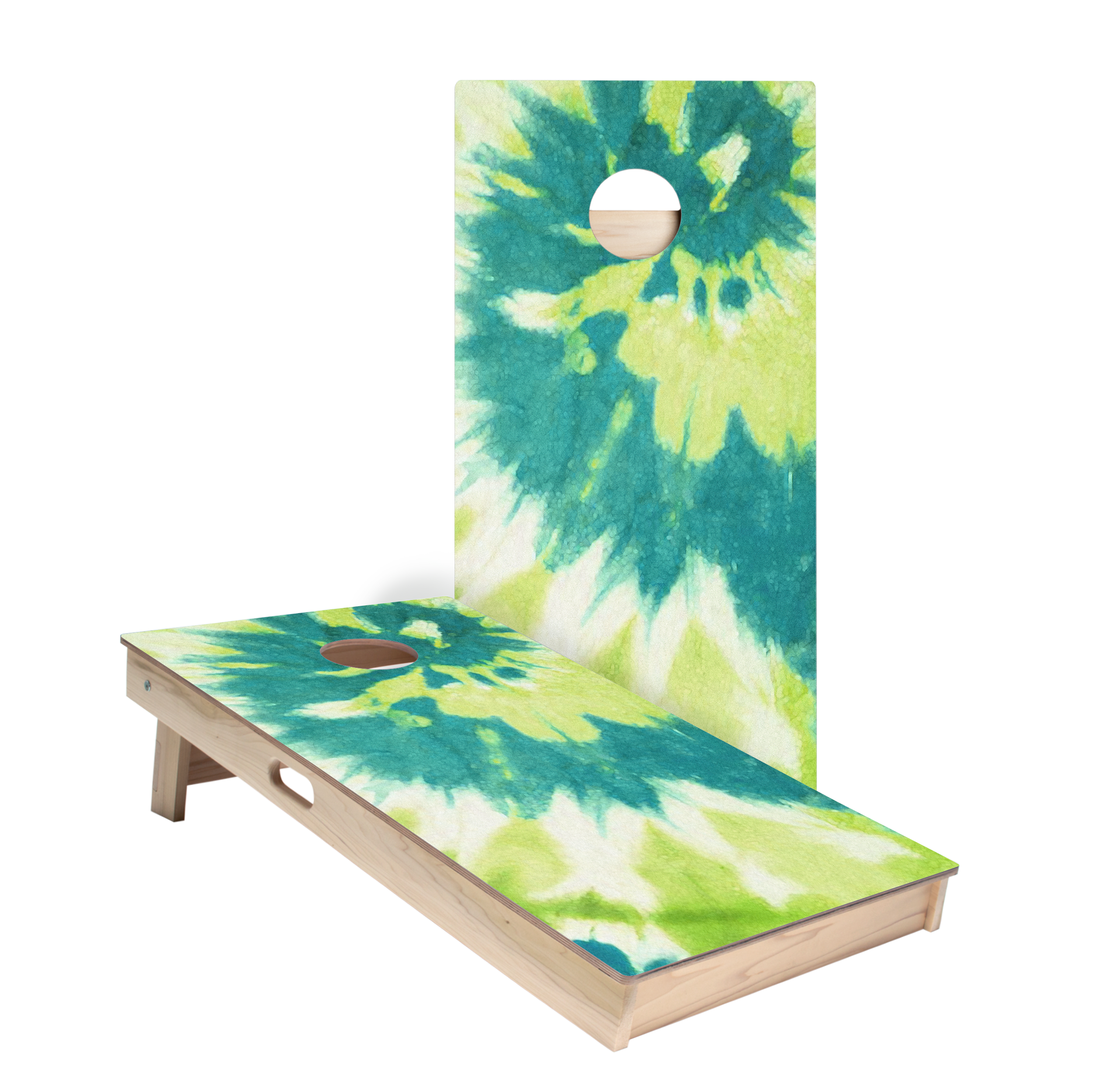 Green Tie Dye Star Cornhole Boards