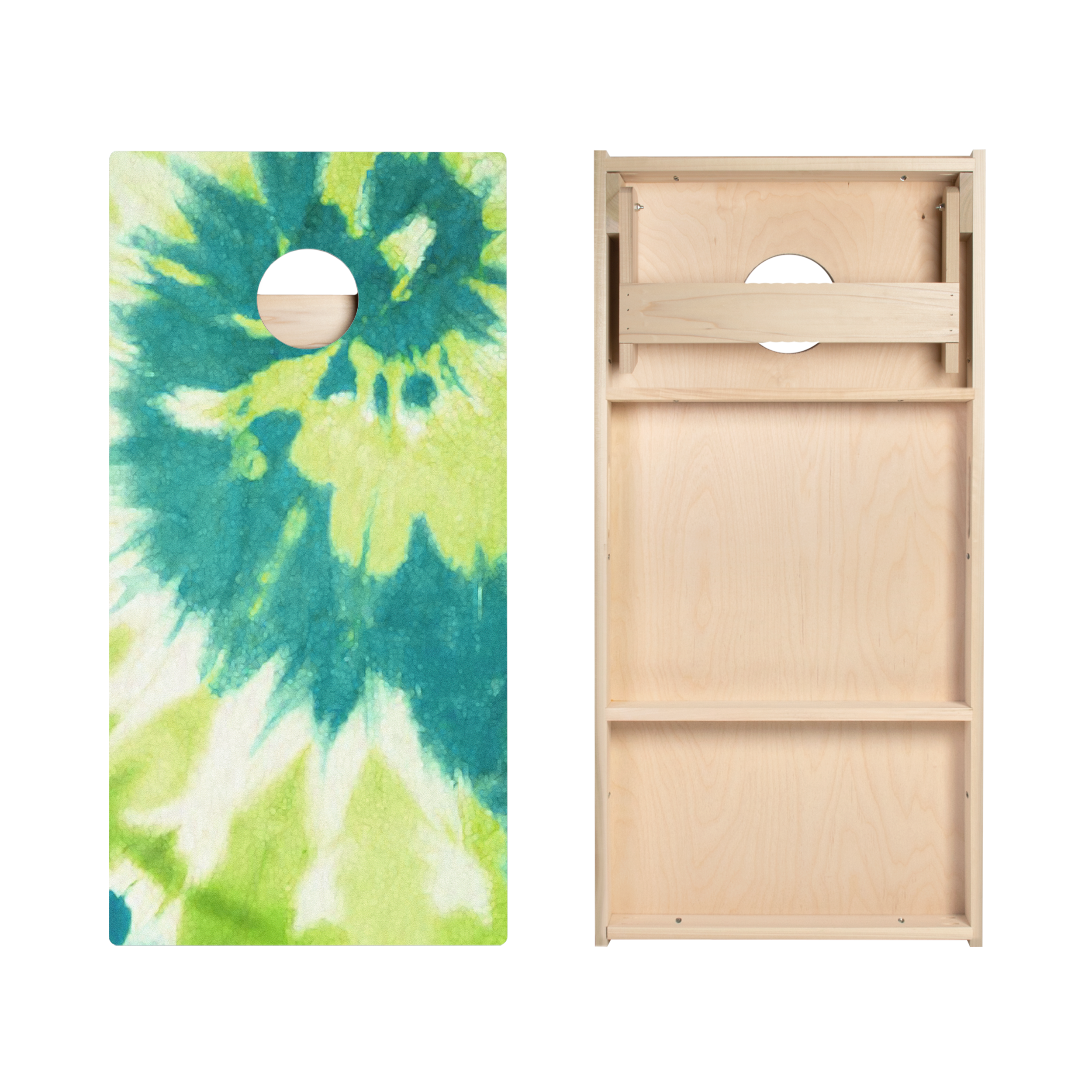 Green Tie Dye Star Cornhole Boards