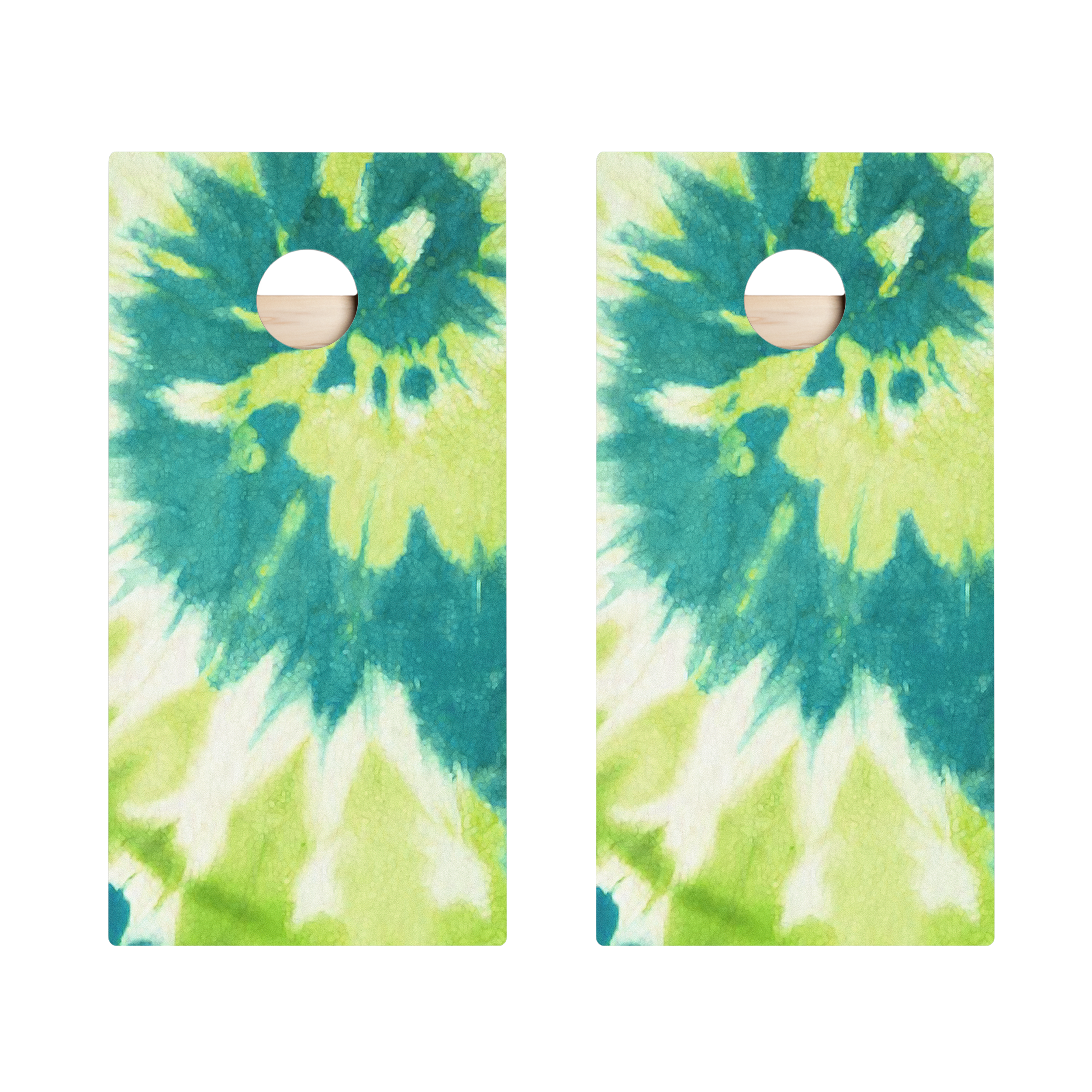Green Tie Dye Star Cornhole Boards
