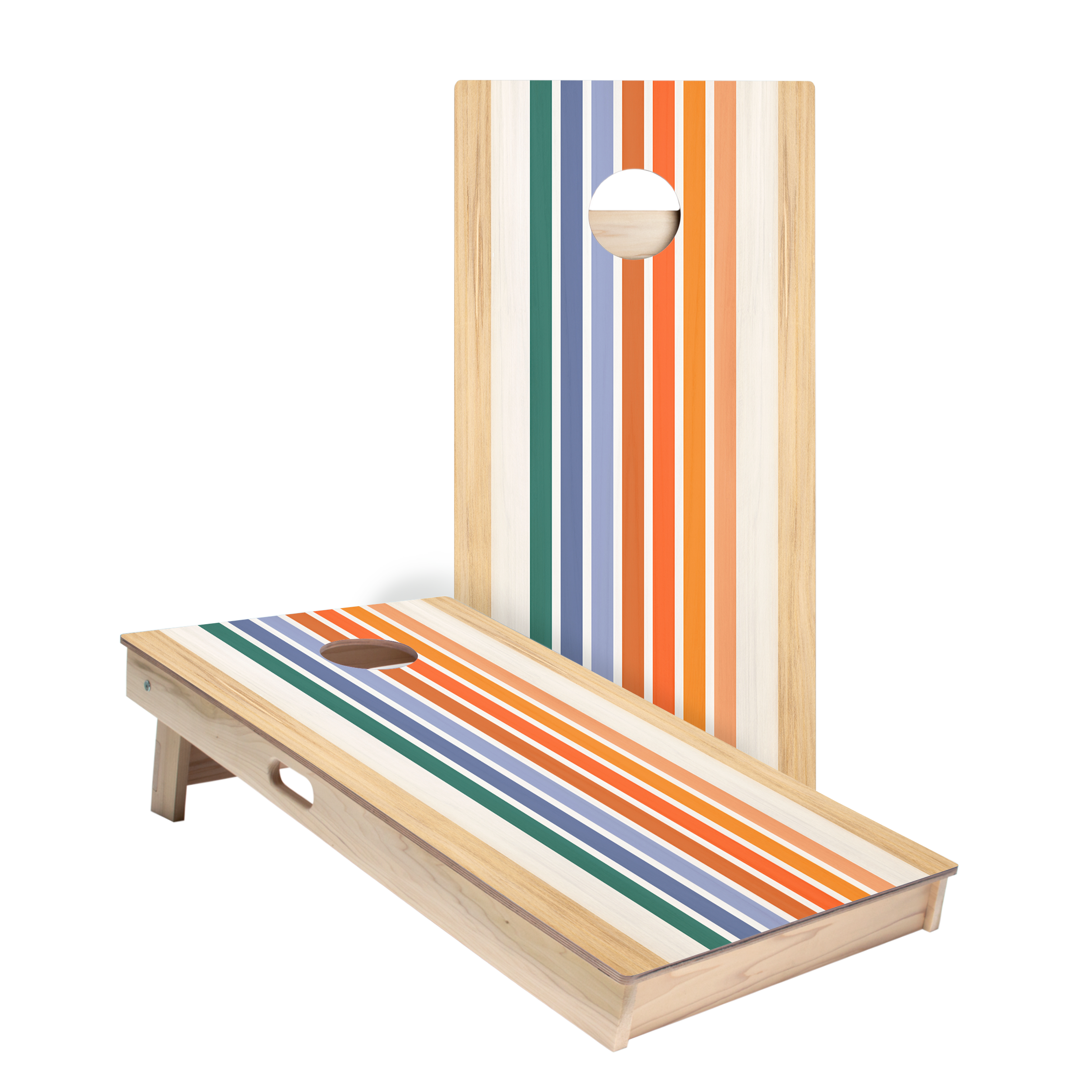 Summer Retro Stripes Star Cornhole Boards