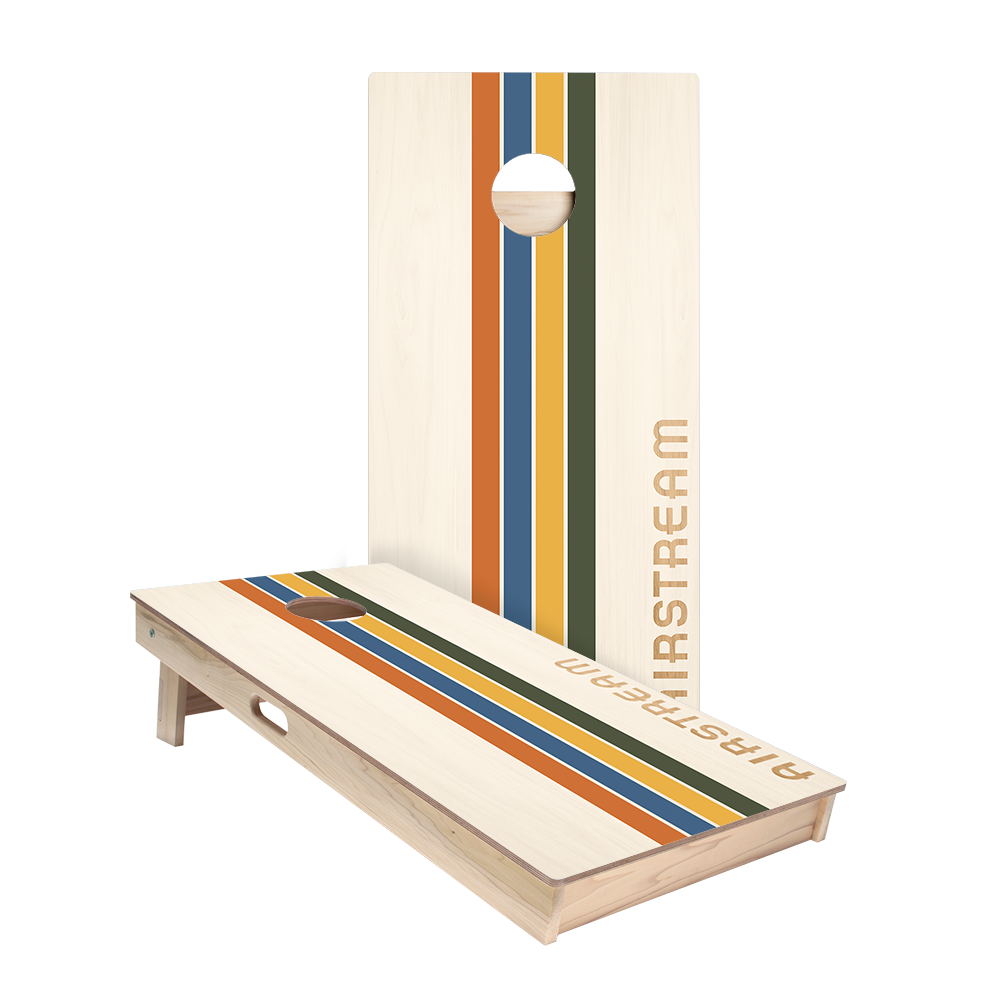 Airstream Retro Stripes Star Cornhole Boards