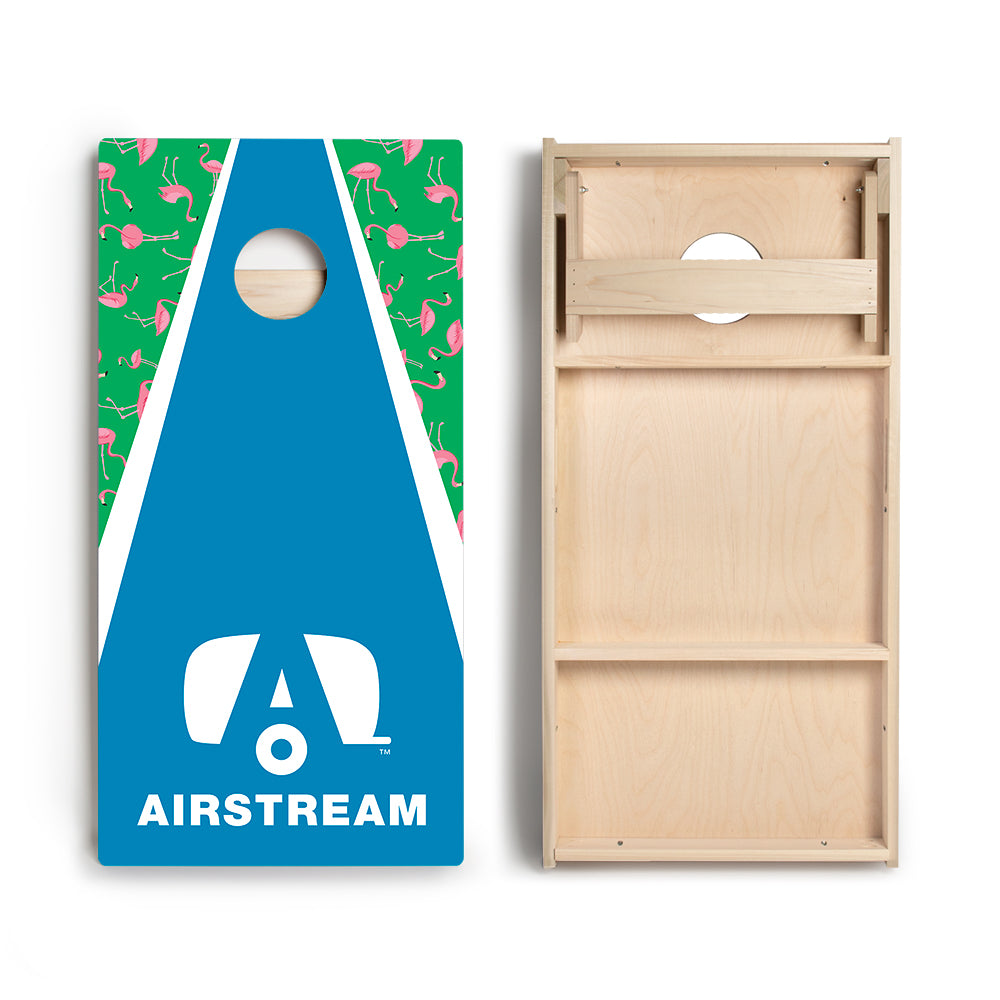 Airstream Classic Triangle Flamingos Wood Cornhole Boards