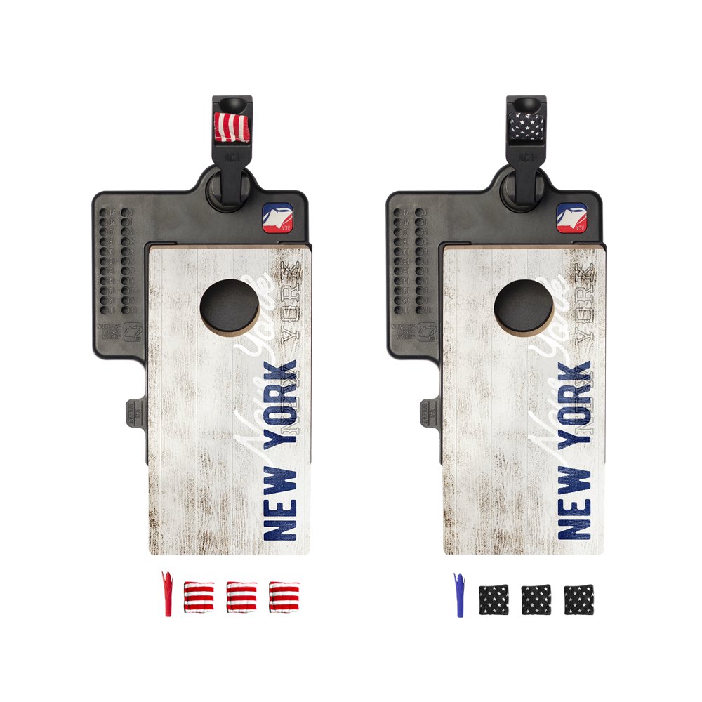 New York Blue Football Vintage Gameday Double Chuck Mini Cornhole Tabletop Game