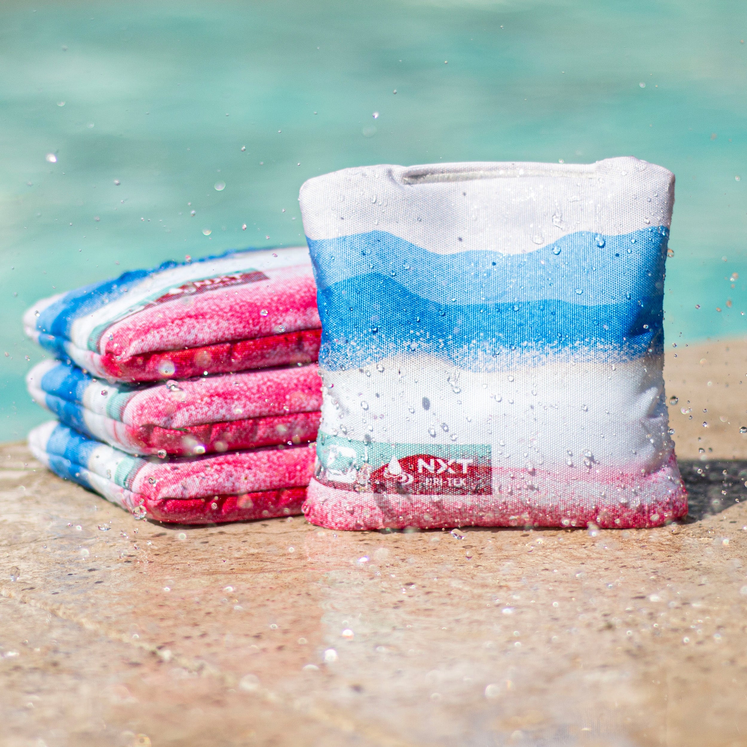 Rippling Stripes Red Blue NXT Dri-Tek Cornhole Bags