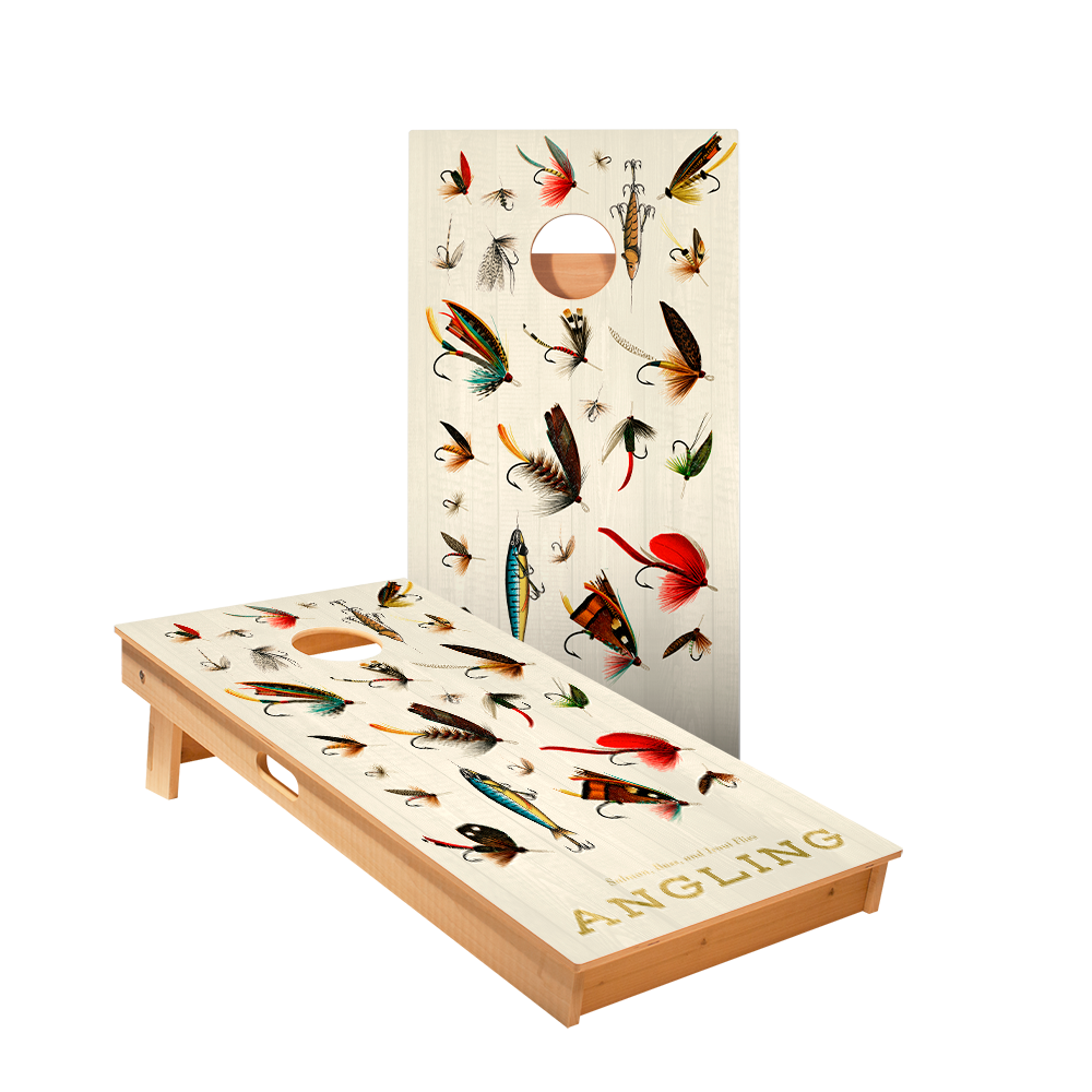 Outdoors Vintage Fishing Flies Star Cornhole Boards