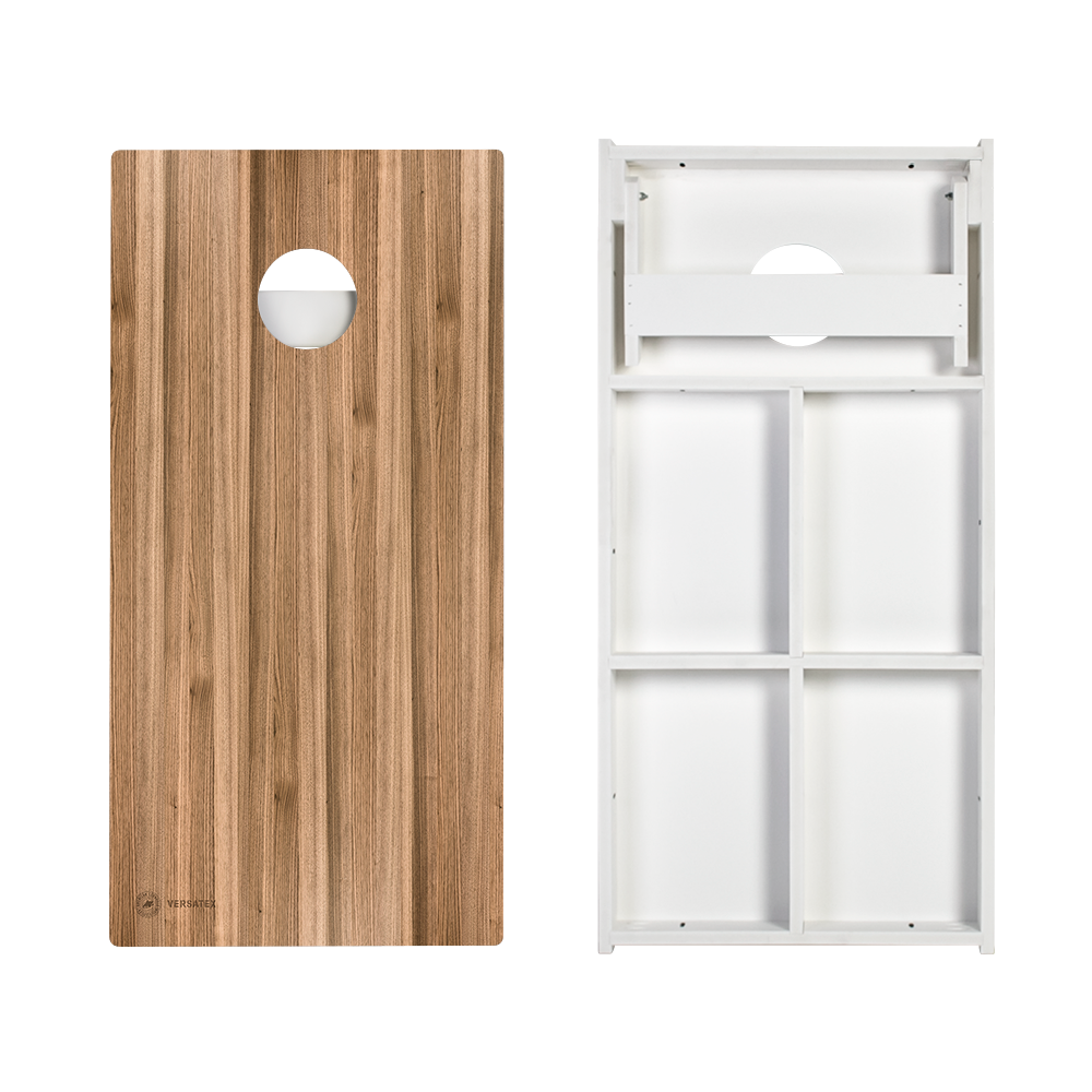 Brown Wood Teak Versatex All-Weather Cornhole Boards
