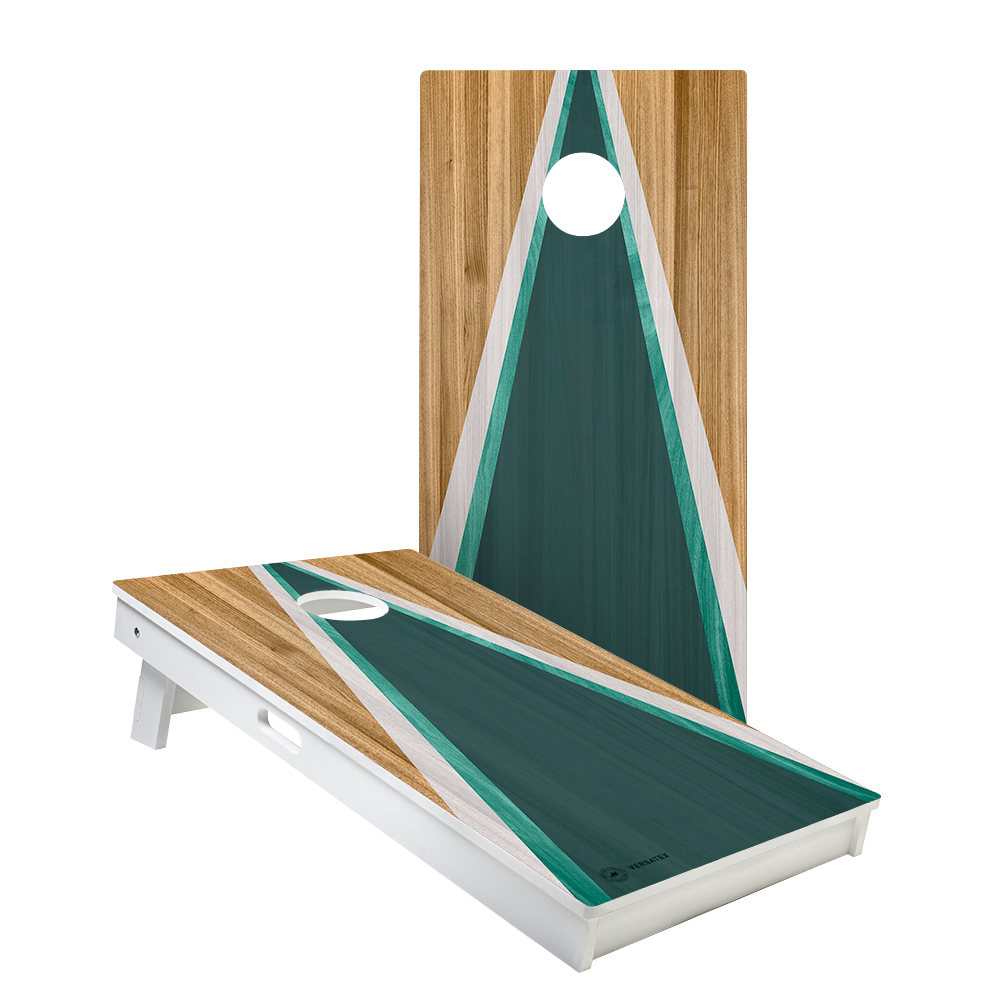 Teak & Teal Triangle Versatex All-Weather Cornhole Boards