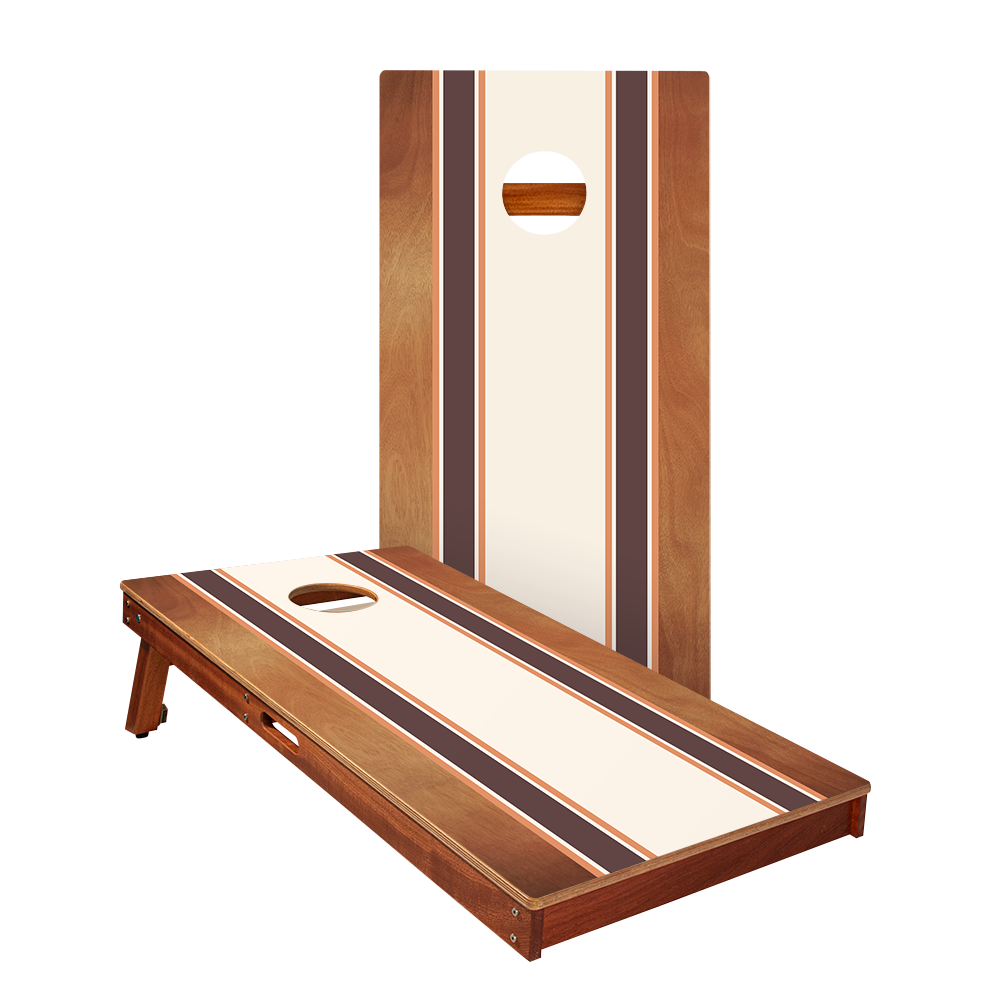 Classic Stripes Mahogany Brown and Orange Silver Series Cornhole Board