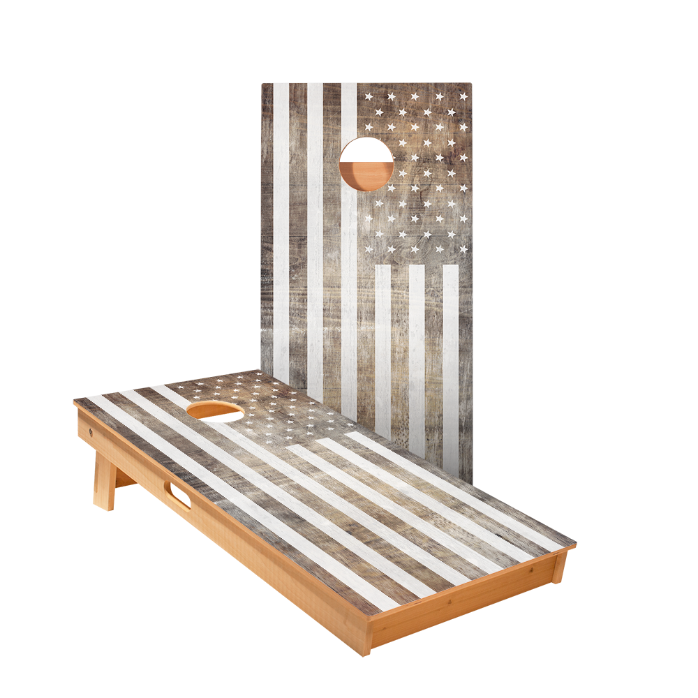 Vintage Black And White American Flag Star Cornhole Boards