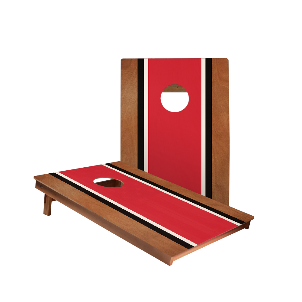 Classic Stripes Mahogany Red, Black, and White Backyard 2300 Cornhole Boards
