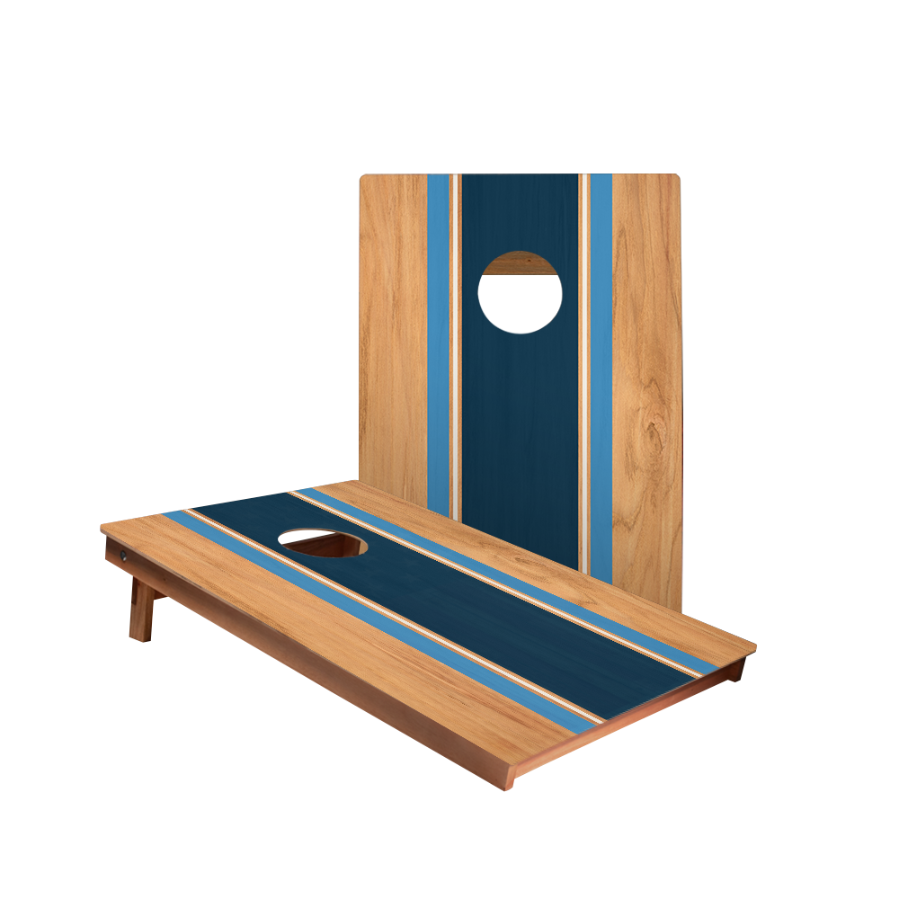 Classic Stripes Natural Wood Blues Backyard 2300 Cornhole Boards