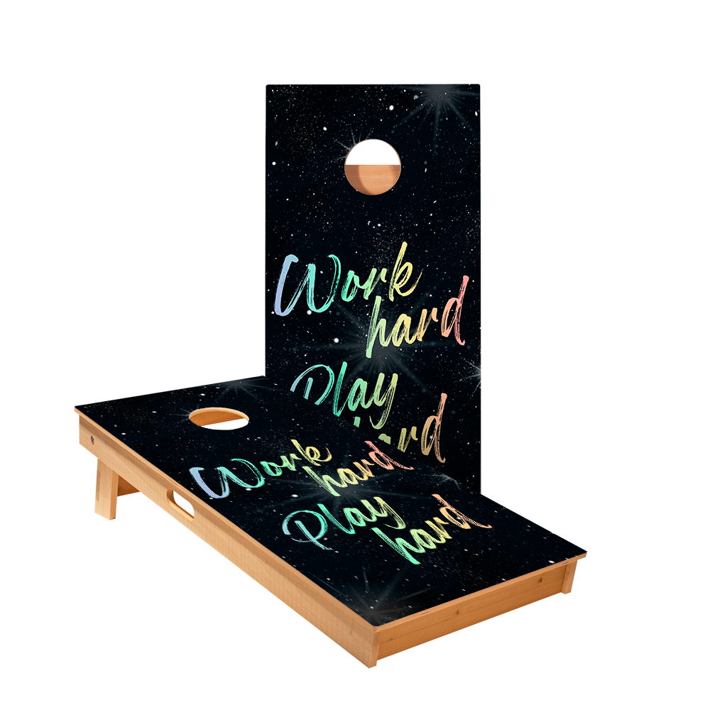 Work Hard Play Hard Star Cornhole Boards