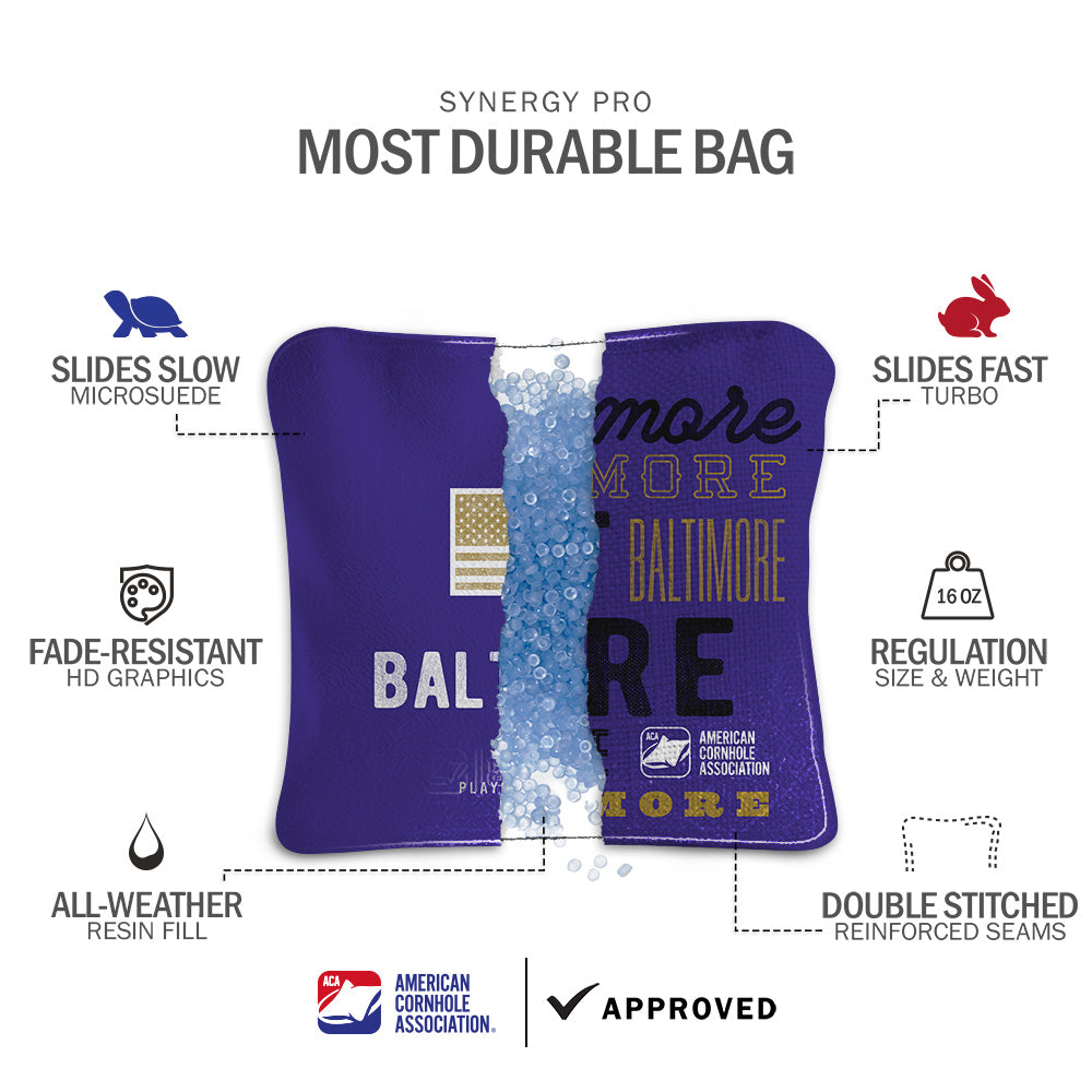 Baltimore Football Vintage Gameday Synergy Pro Cornhole Bags